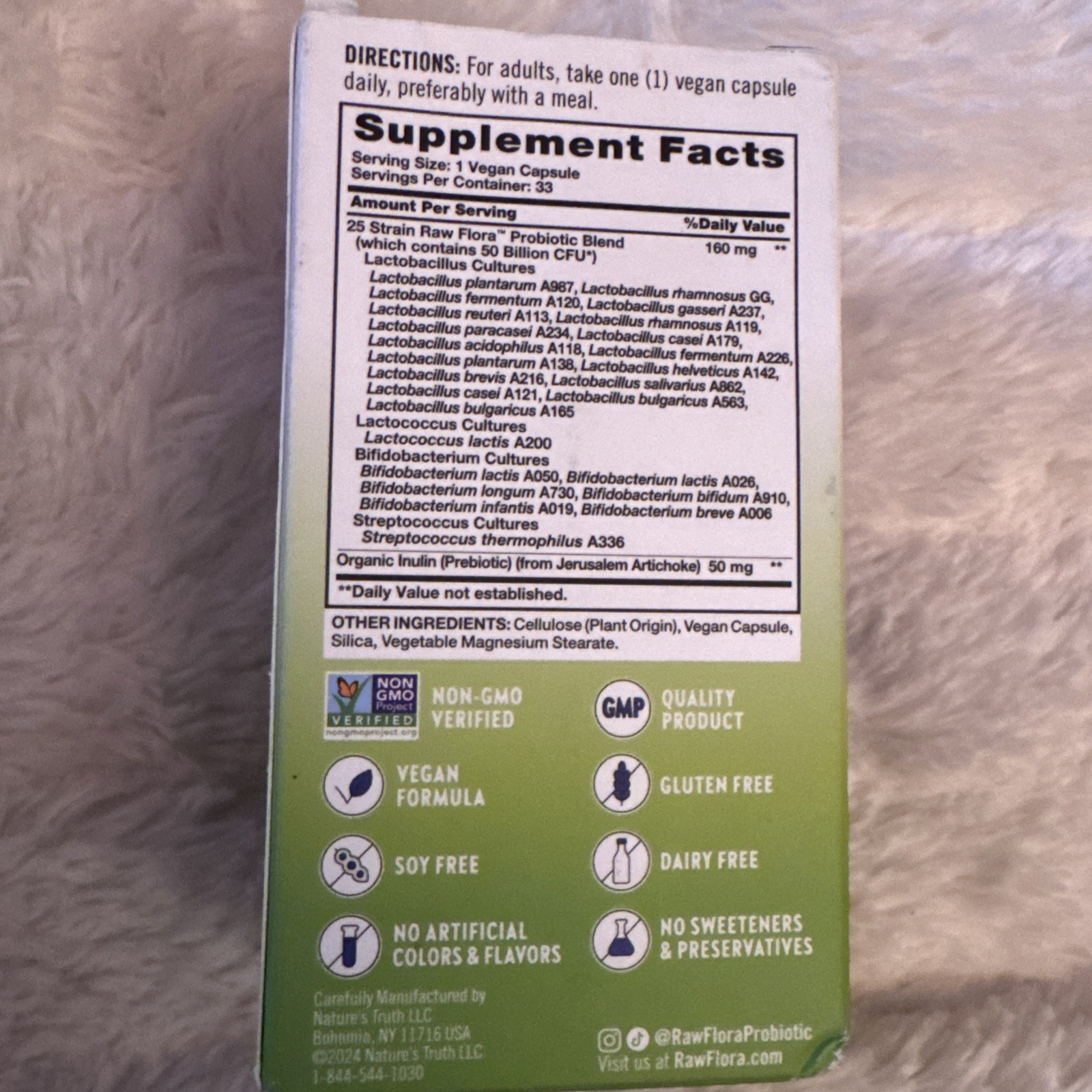 NEW Nature’s Truth Daily Digestive Raw Flora Probiotic-25 50 Billion 08/2026