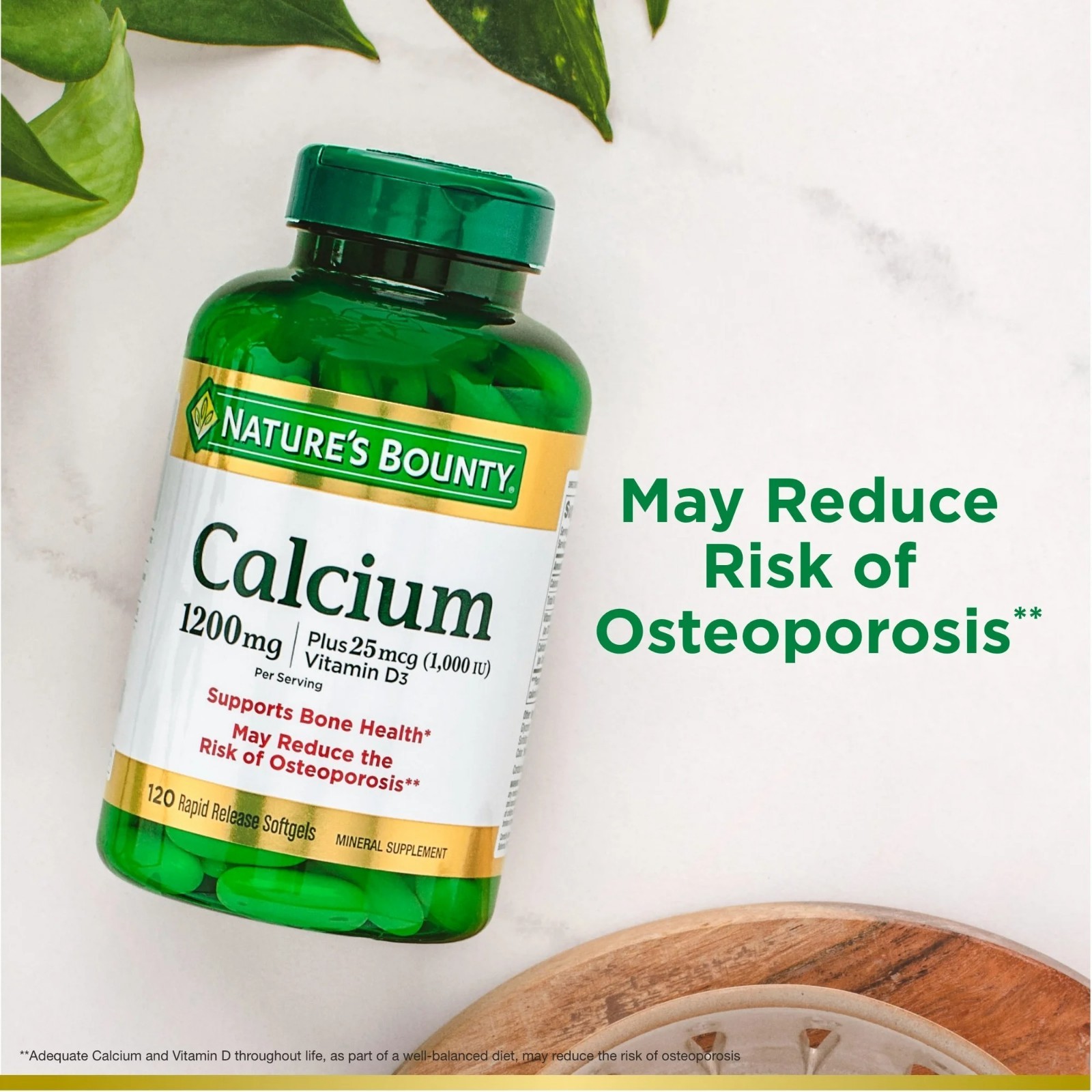 Nature’S Bounty Calcium 1200 Mg with Vitamin D3 – Bone Health Softgels, Calcium