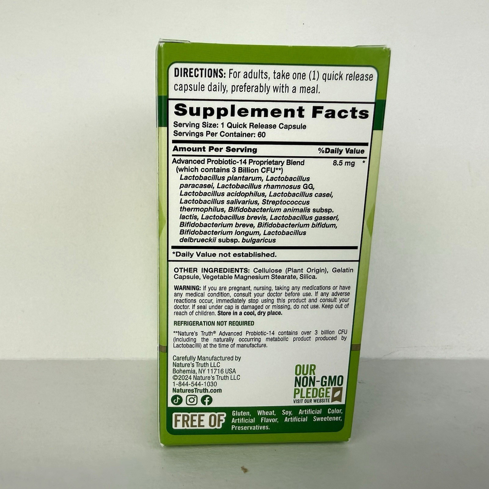 Natures Truth One Daily Advanced Probiotic-14 3 Billion CFU 60 Capsules Exp 5/27