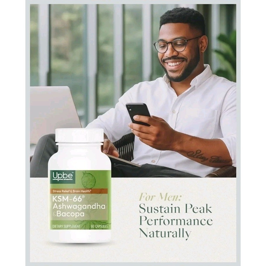 2 Pack, Upbe KSM-66 Ashwagandha & Bacopa – 120 Capsules Exp 06/2027 -NEW, Sealed
