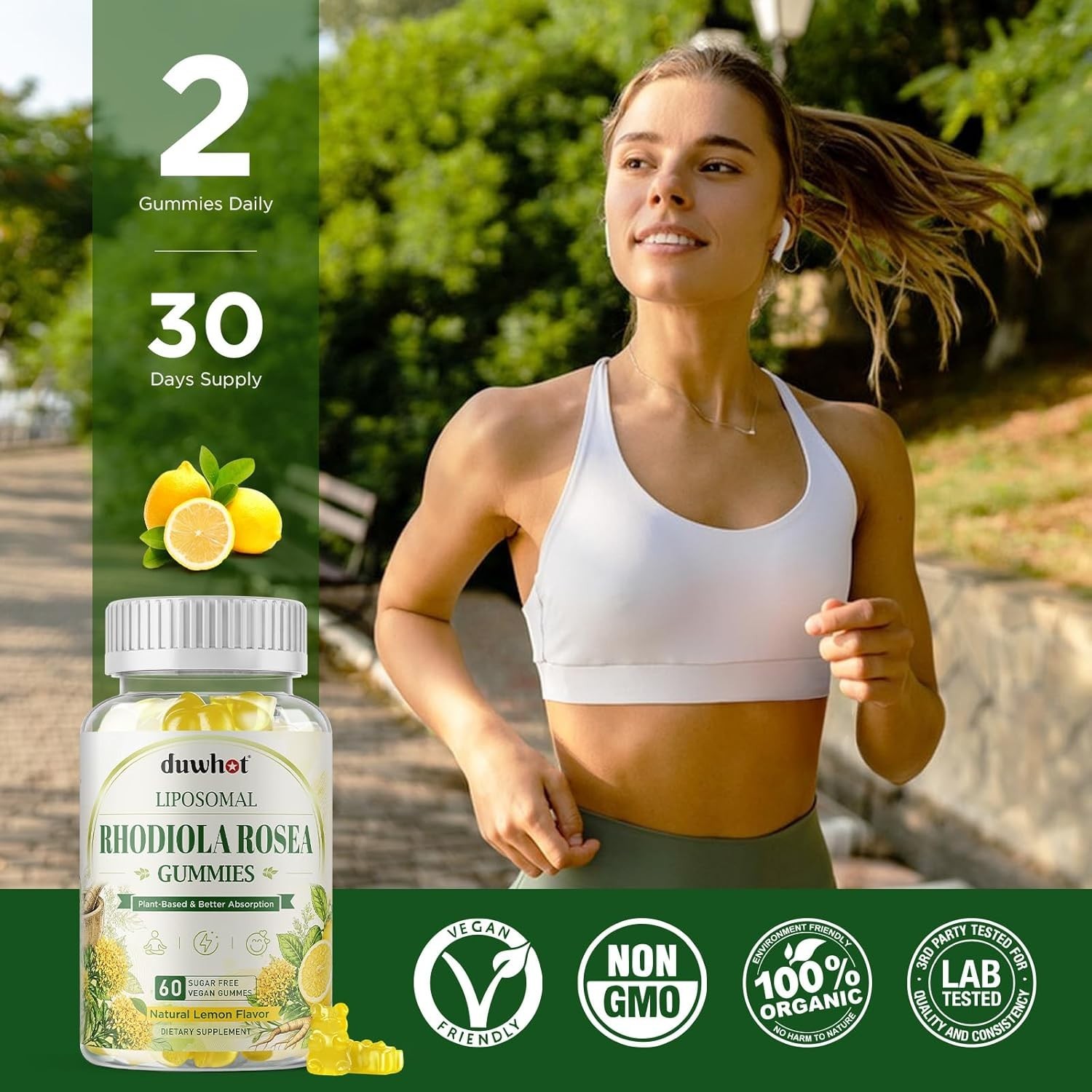 duwhot Liposomal Rhodiola Rosea Gummies Sugar Free, Organic Rhodiola Rosea