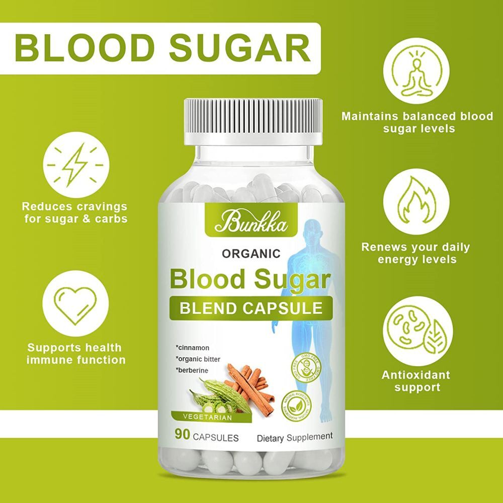 Blood Sugar Supplement with Cinnamon Berberine Organic Bitter Capsules 90 Pills