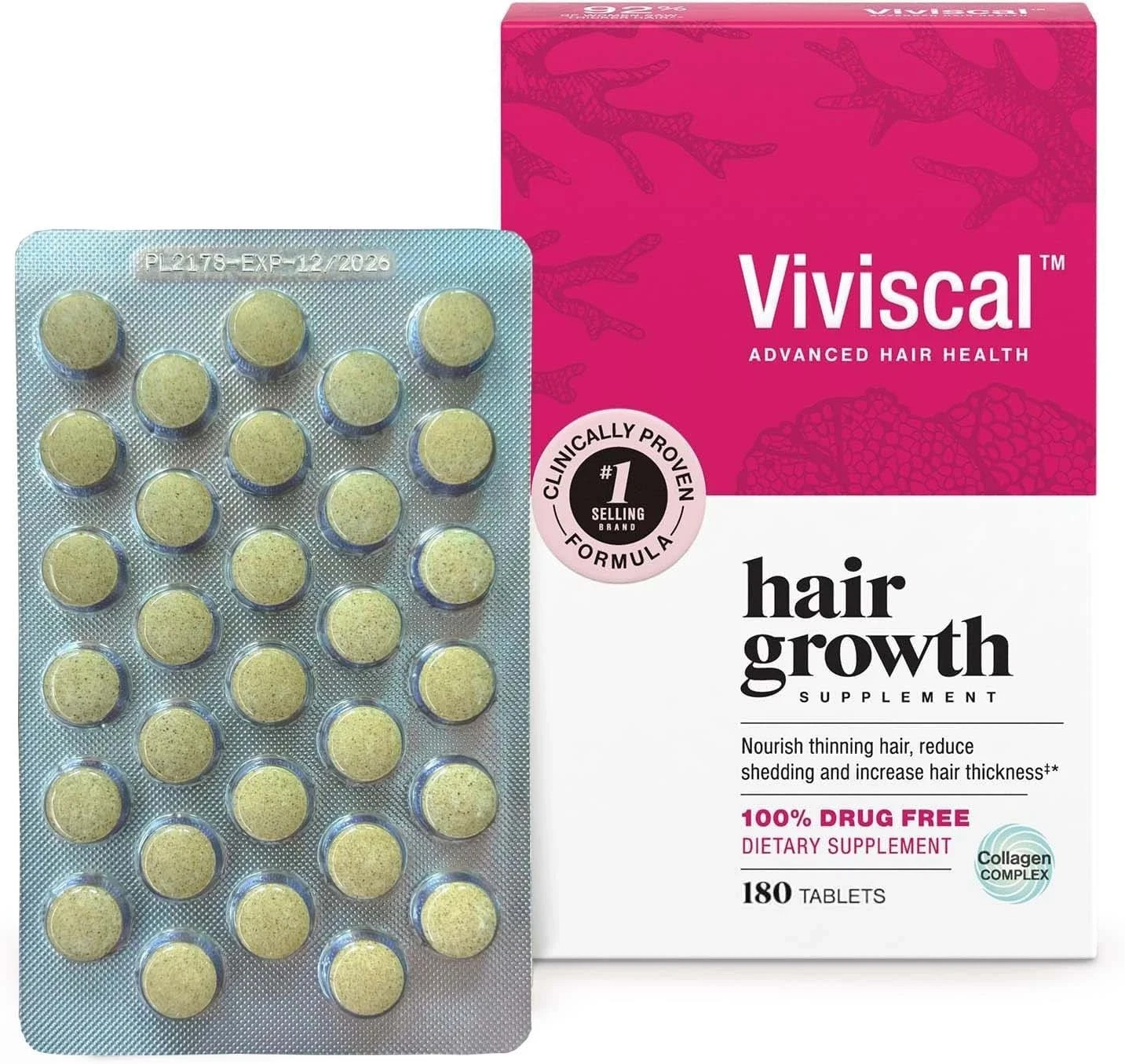New VIVISCAL Hair Growth Supplement for Women 180 Tablets – 3 Month Supply