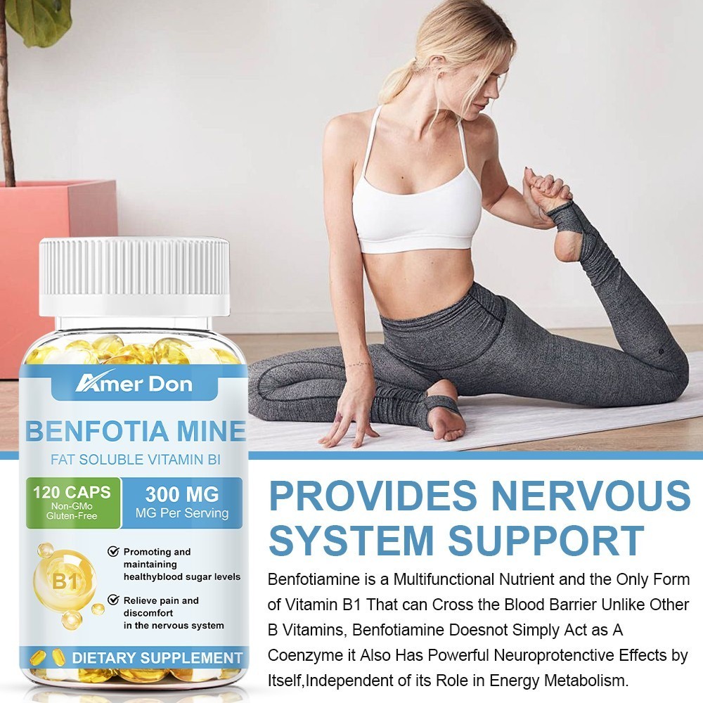 300mg Benfotiamine Capsules Fat Soluble Thiamine Vitamin B1 NON-GMO,Gluten Free
