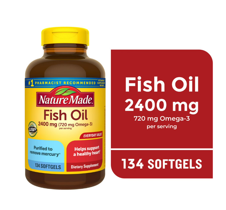 Nature Made Fish Oil 2400mg Per Serving Softgels, Omega 3 Fish Oil
