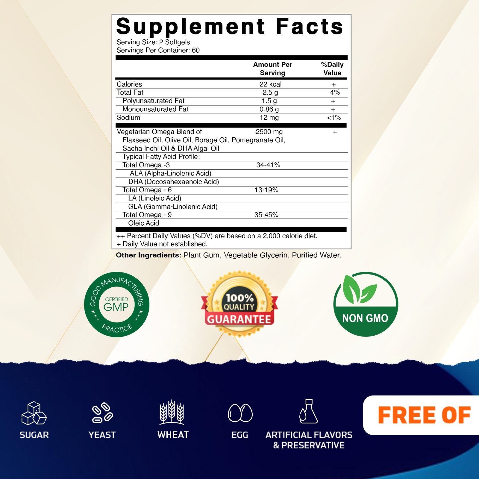 Vitamatic Vegan Omega 3-6-9 Complex 1250mg – 120 Softgels