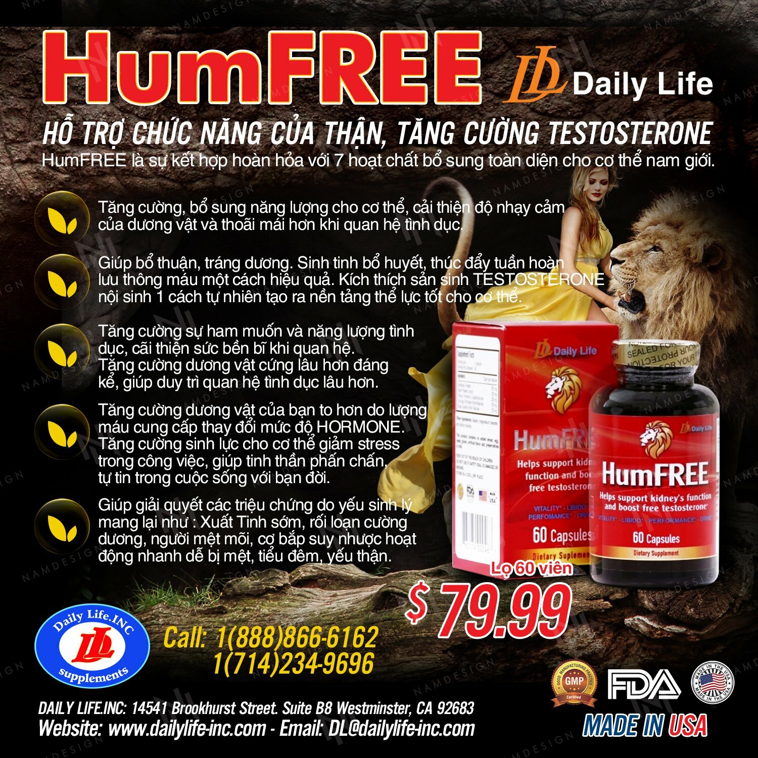 HumFREE FOR MEN – DAILY LIFE ,INC MADE IN USA ( TANG CUONG SINH LY )
