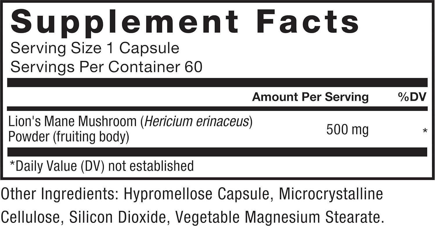 Force Factor Lion S Mane Supplement Capsules, Memory and Focus Supplement, Nerve