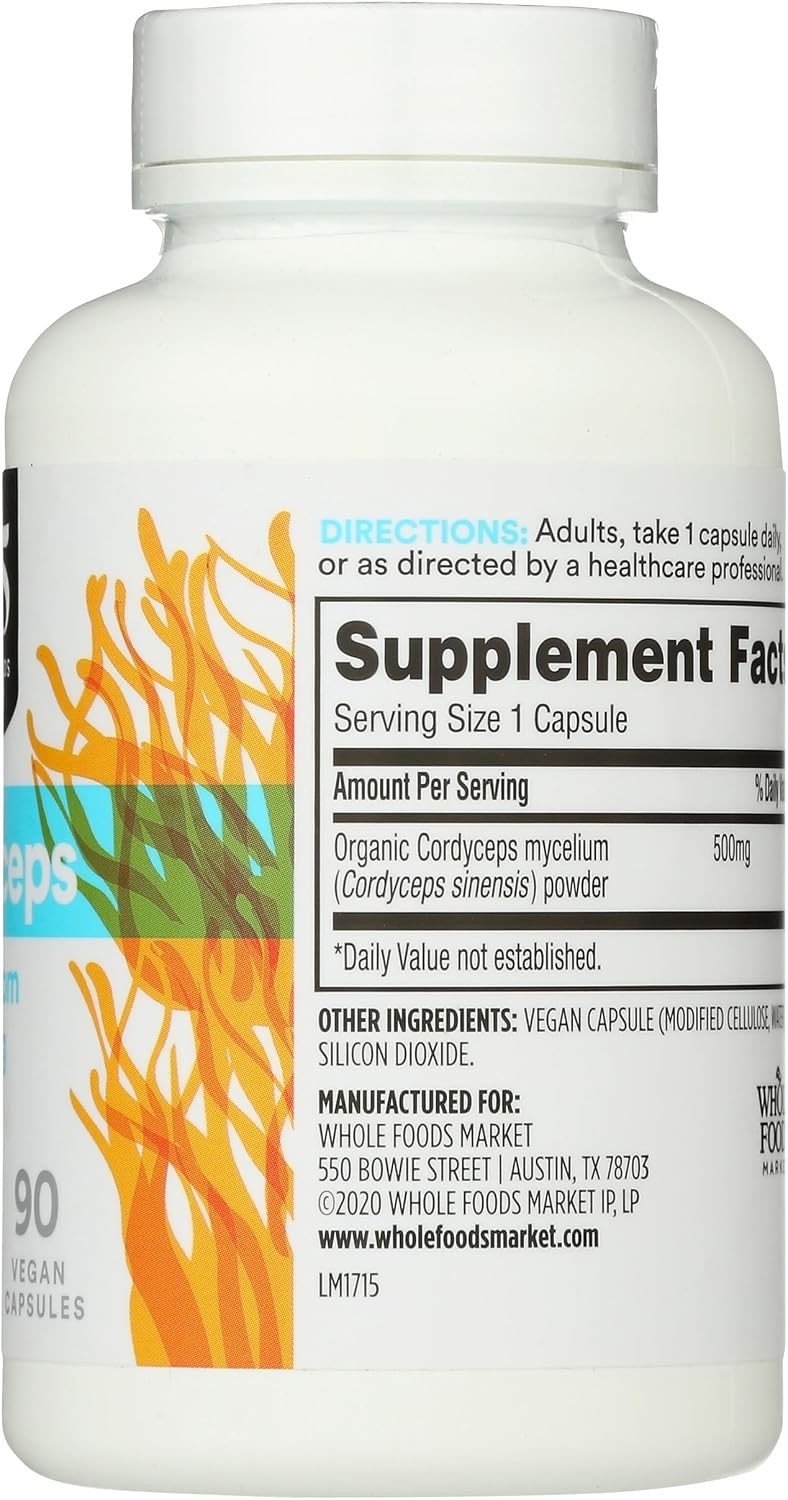 Cordyceps Mushroom Capsules 500mg, , 90 Count – Energy & Stamina Boost