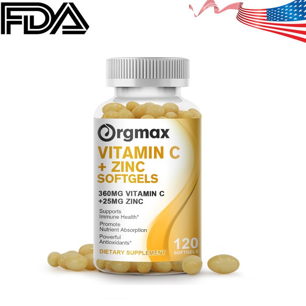 Vitamin C & Zinc 120 Capsules or Immune Support Vitamin Supplement for Adult