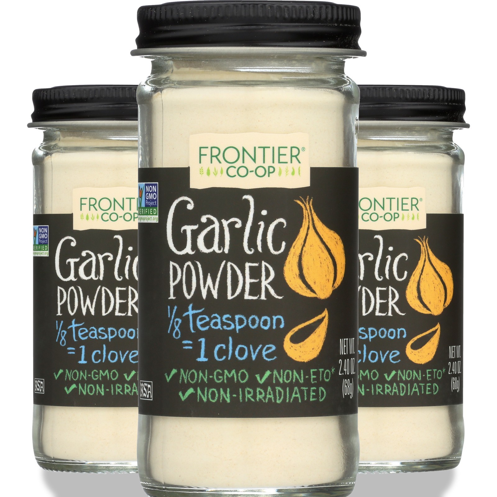 Frontier -Op Co-Op Garlic Powder 2.4 Oz Organic Non-Gmo Tea 3 Pack