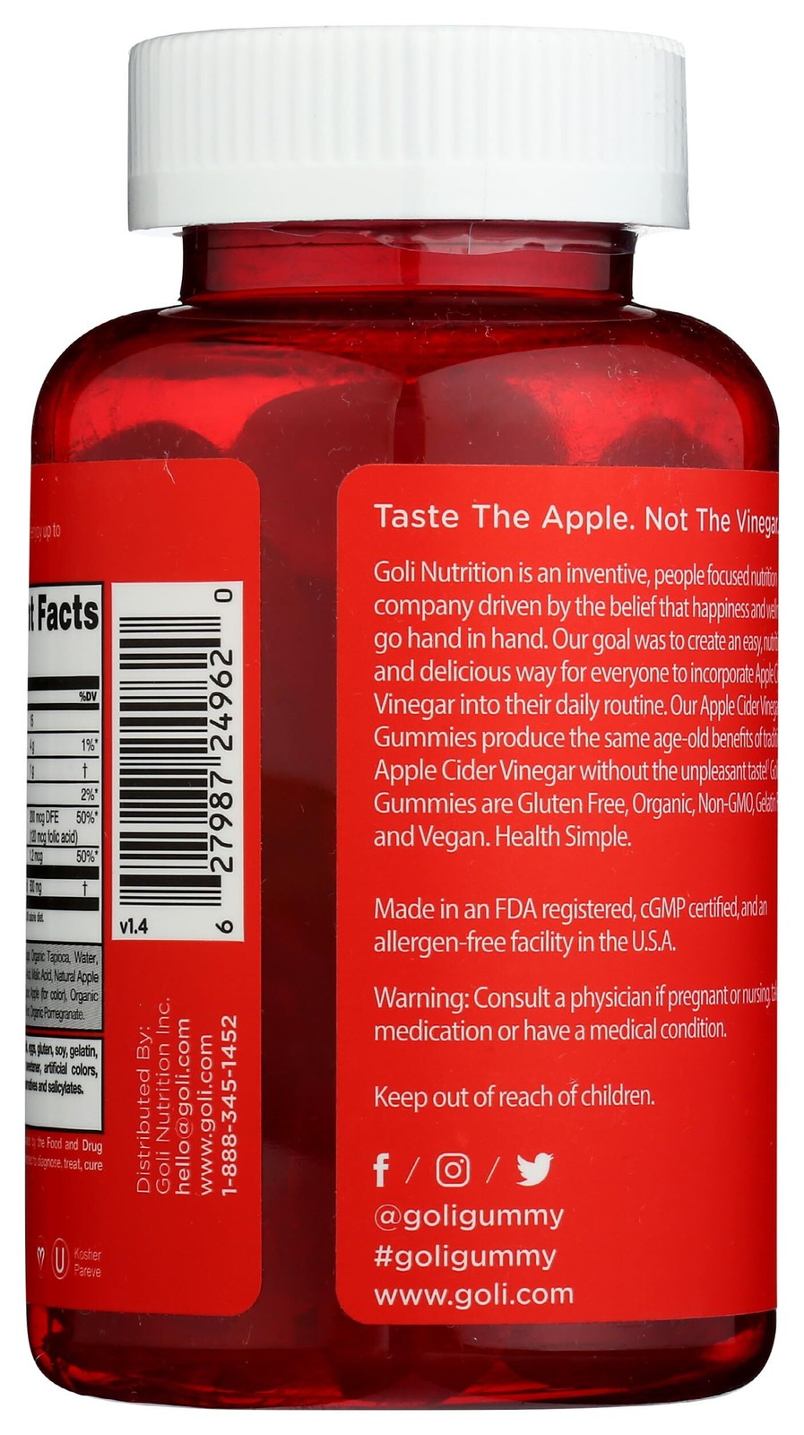 4/27 Goli Apple Cider Vinegar Gummy Vitamins – 60 Count – Vitamin B12, Gelatin-F