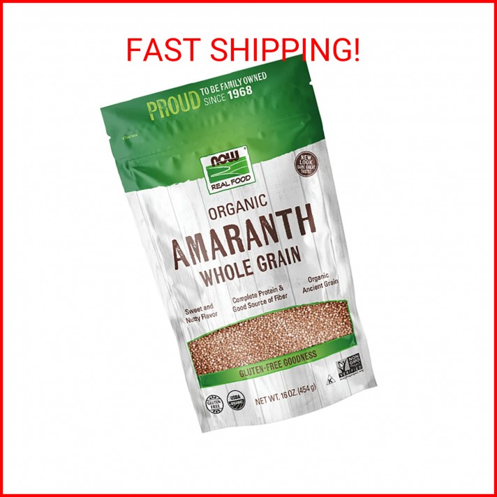 NOW Foods, Organic Amaranth Whole Grain, Source of Protein and Fiber, Gluten-Fre