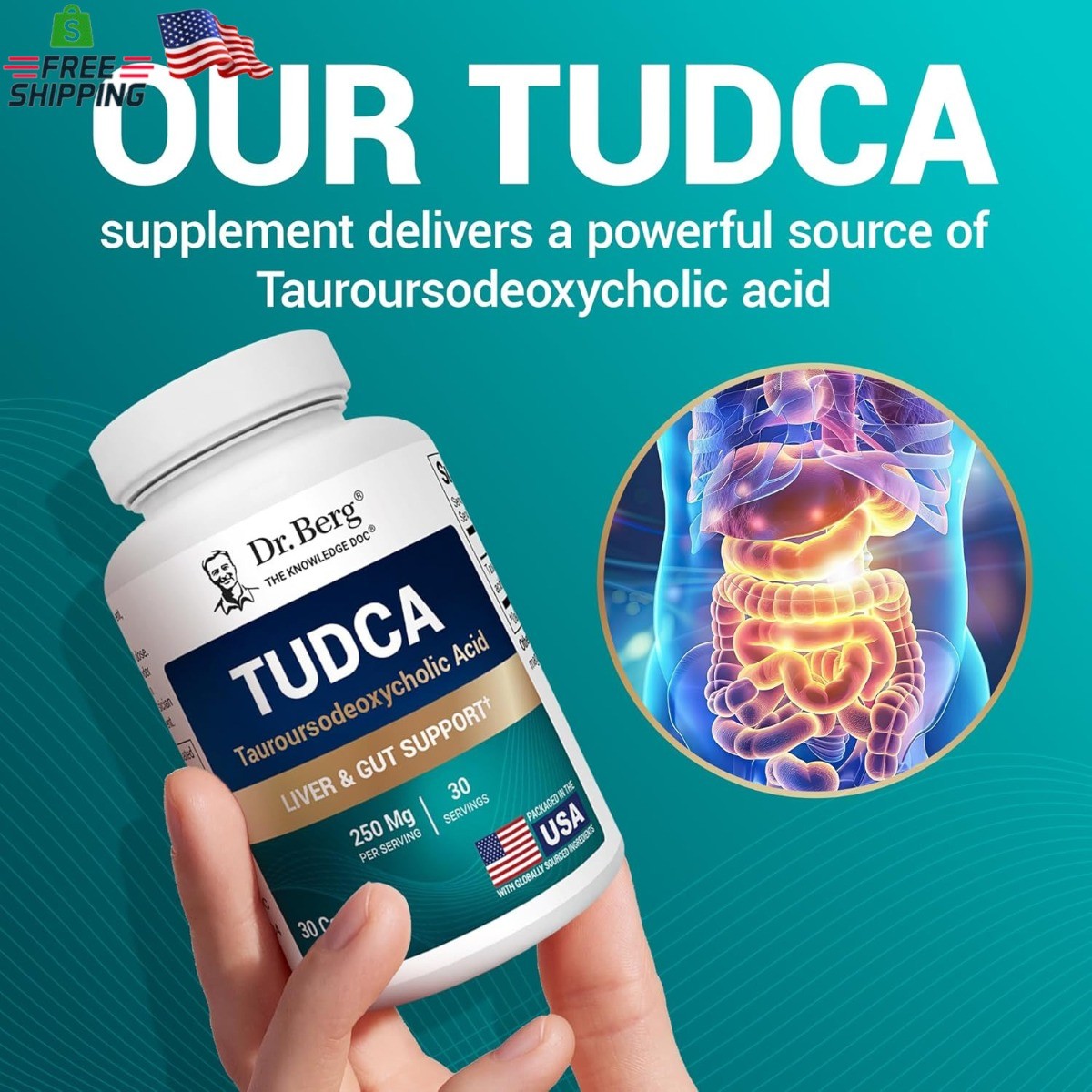 Dr. Berg TUDCA Supplement (Tauroursodeoxycholic Acid) – strong Formula for Liv