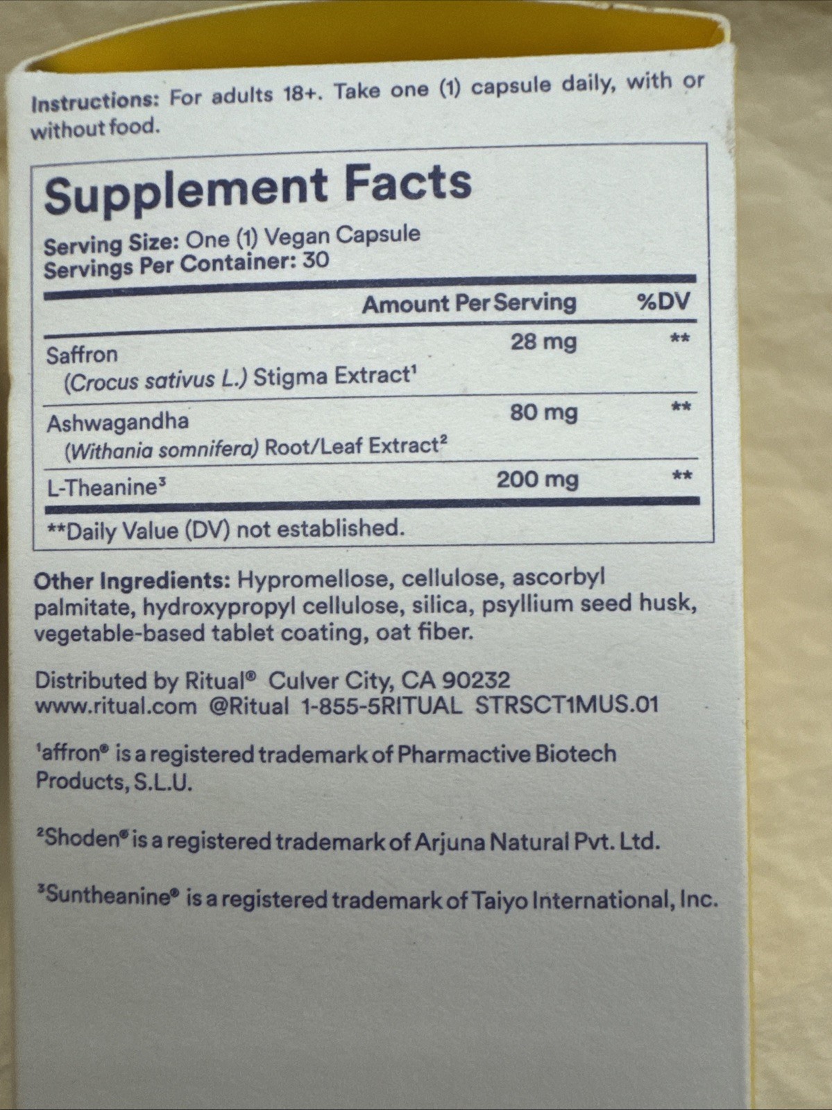 Ritual Vitamins For Stress Relief 3 boxes, 90 Capsules Total