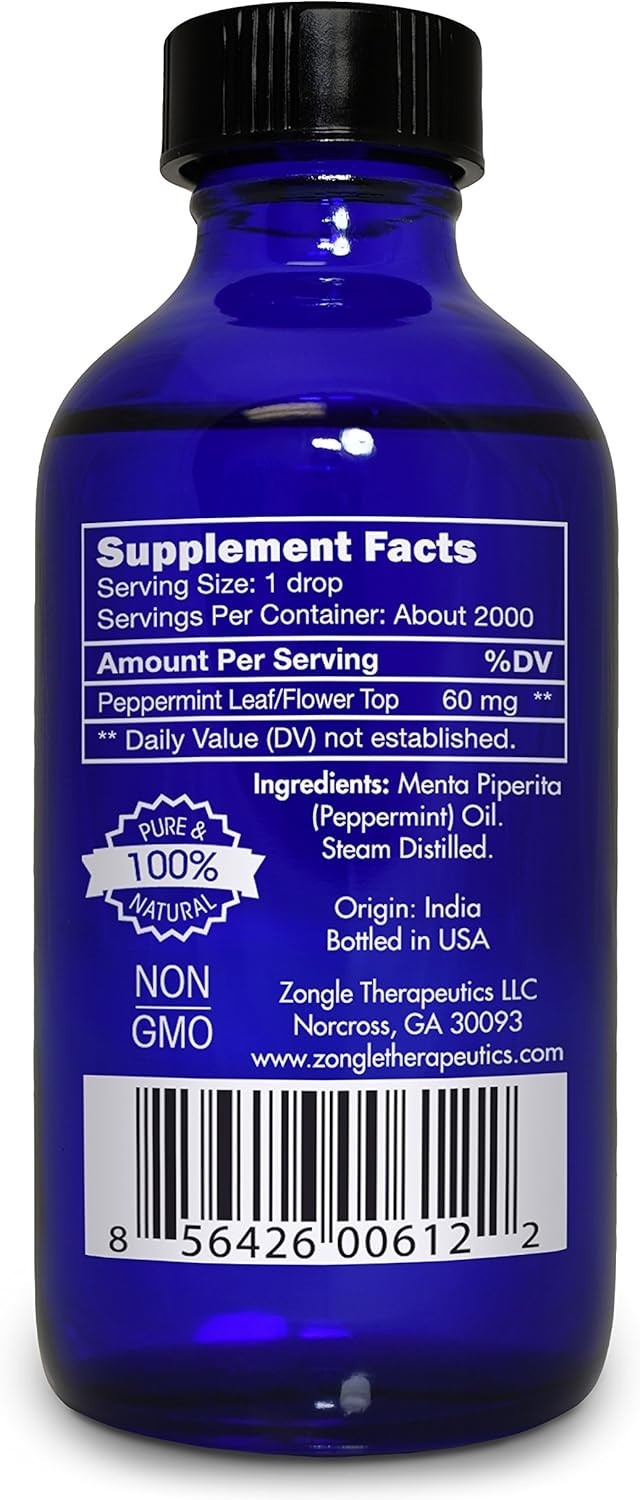 Peppermint Oil, Food Grade, Edible, for Digestion, IBS, Hair – 100% Pure, Pepper