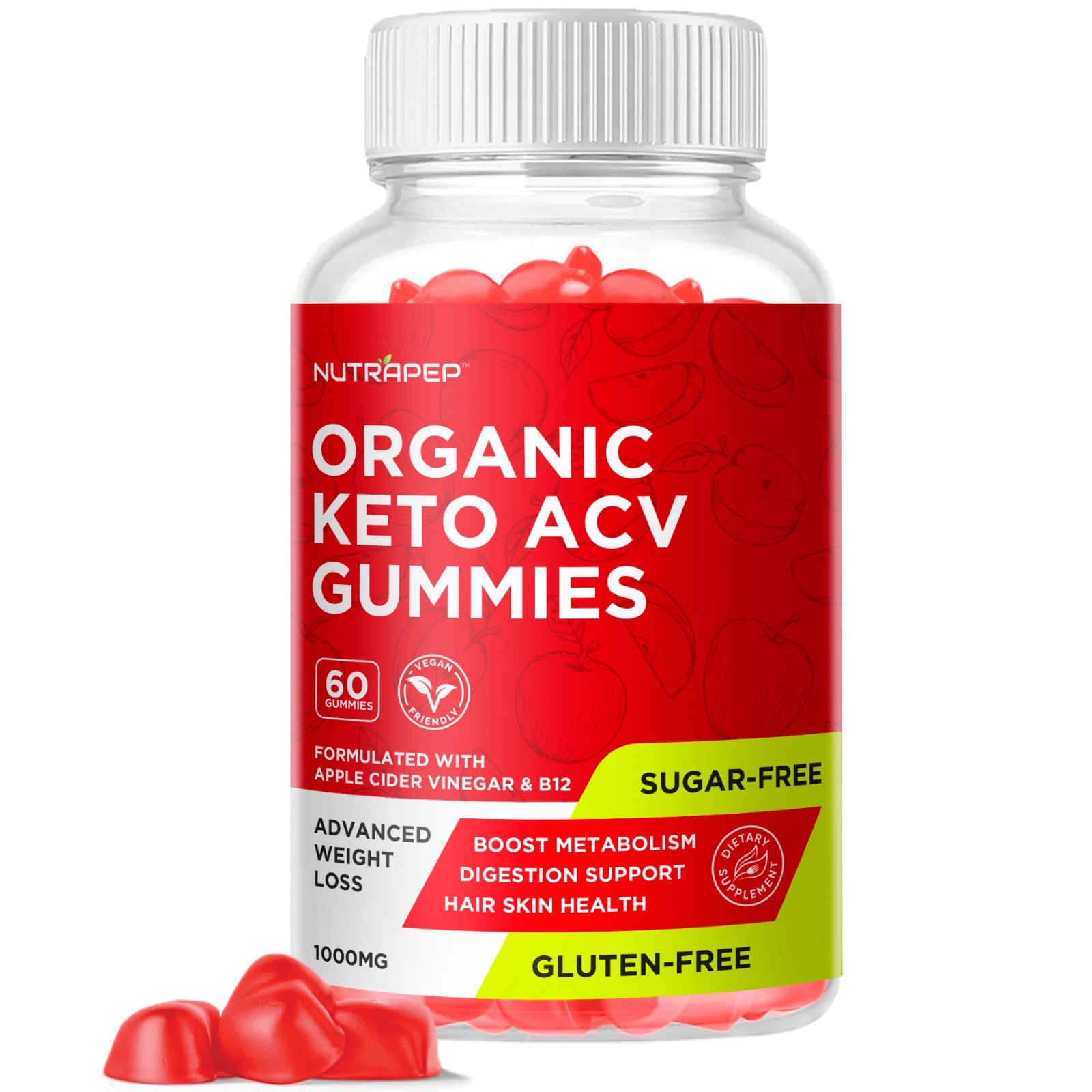 NutraPep Organic Keto ACV Gummies – Gluten-Free & Sugar-Free Apple Cider Vinegar