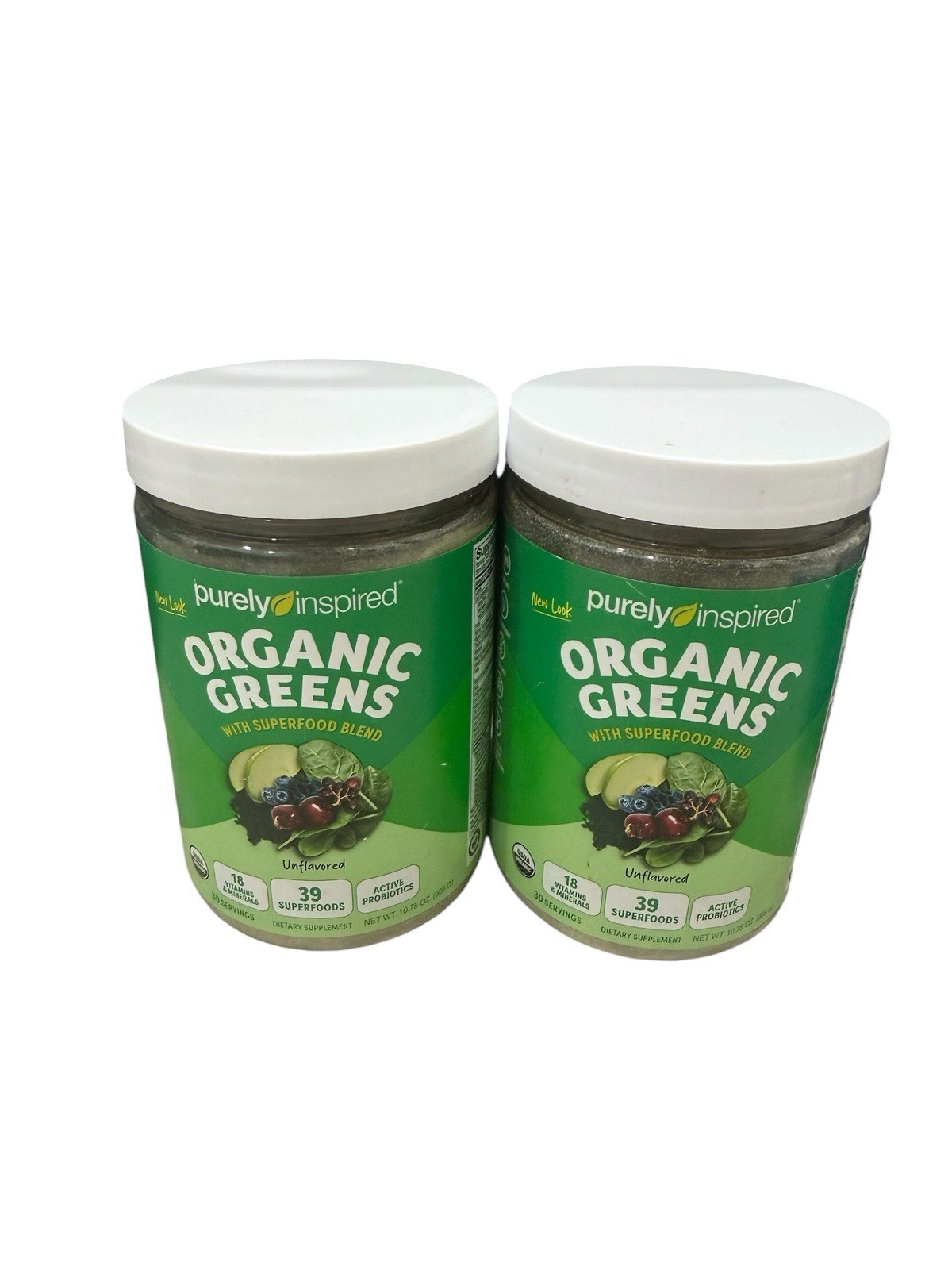 Lot Of 2- Purely Inspired Organic Greens Superfood Powder New Exp 07/2026