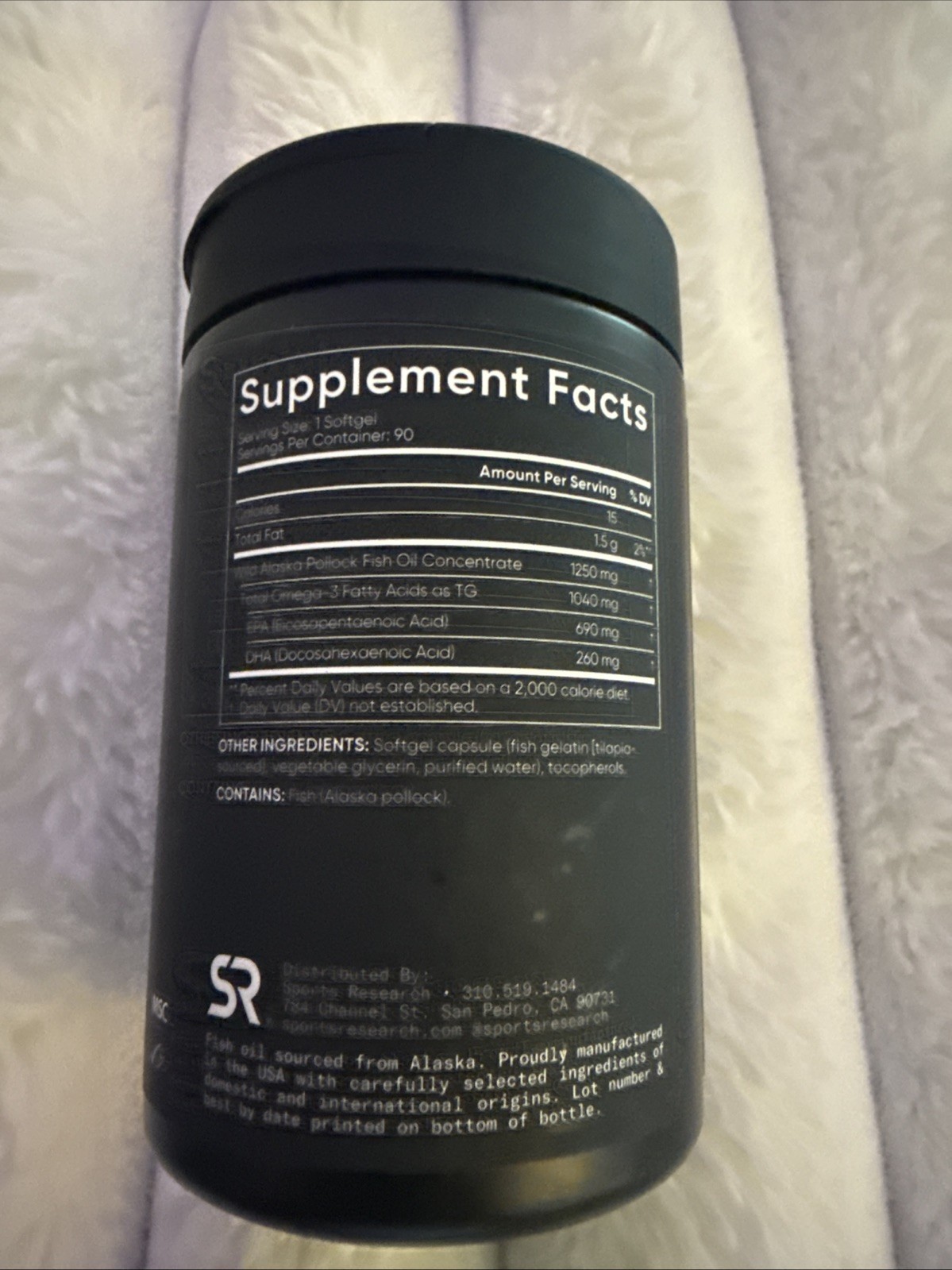 Wow😨😱Sports Research Alaskan Fish Oil 1250mg per Capsule 90 Softgels 03/2028