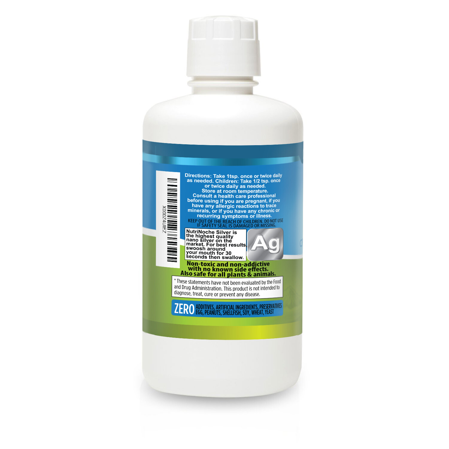 NutriNoche Colloidal Silver Mineral Supplement – The BEST Silver – 30 PPM 32 oz
