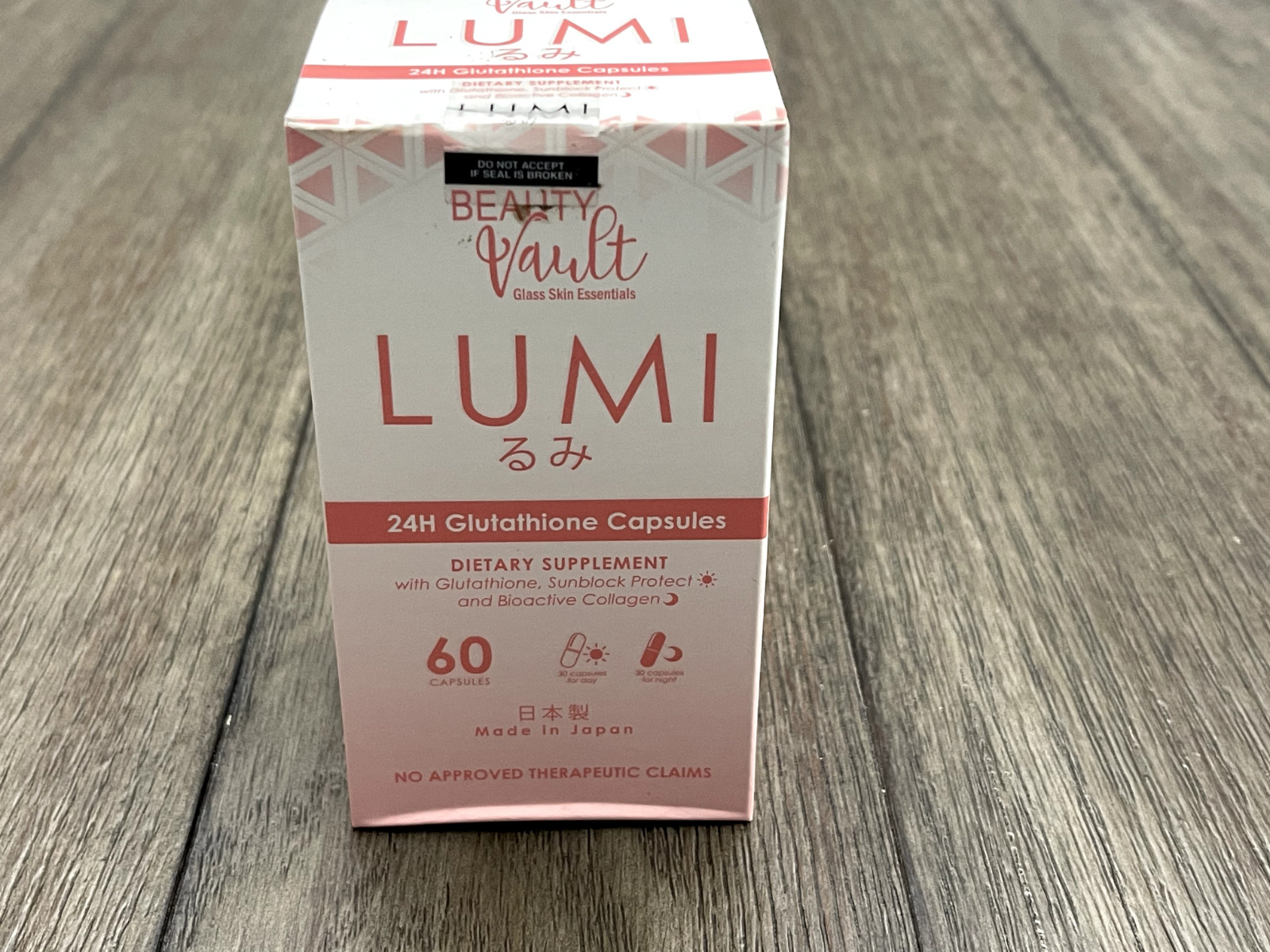 Beauty Vault LUMI 24H Glutathione Capsules, 60 Capsules (US Seller)