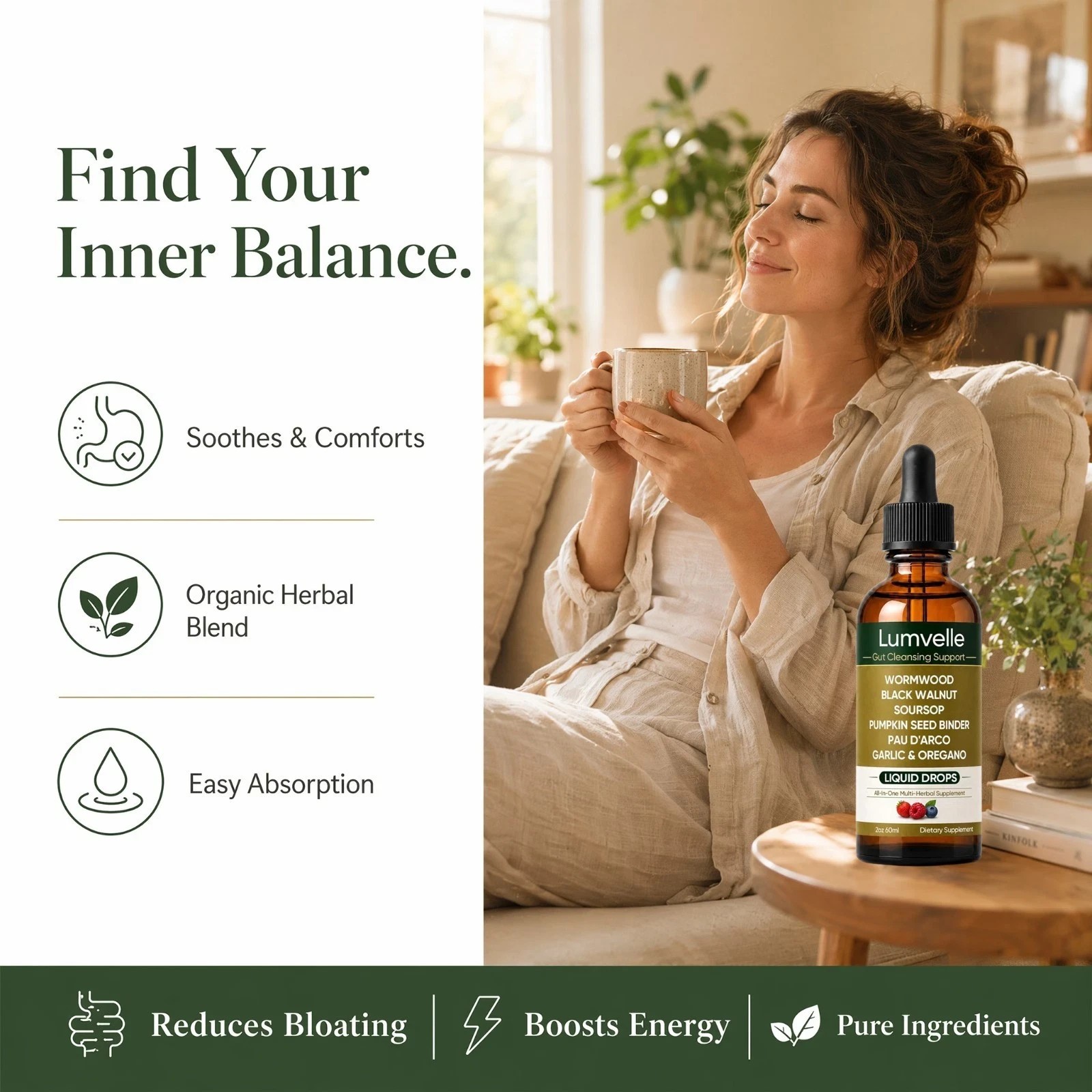 LUMVELLE Wild Harvested Wormwood Herbal Liquid Botanical Supplement Drops 1-5pcs