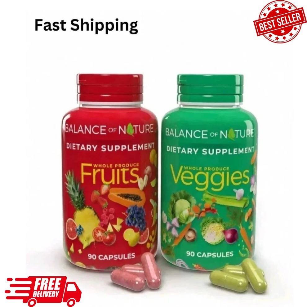 Natures Fruits & Veggies BALANCE Na Dietary Supplement (2 Pack 90 Capsules each)
