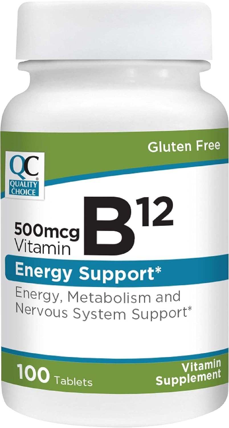 Quality Choice 500mcg Vitamin B12 Energy Support Tablets, 100 Count – Pack of 1