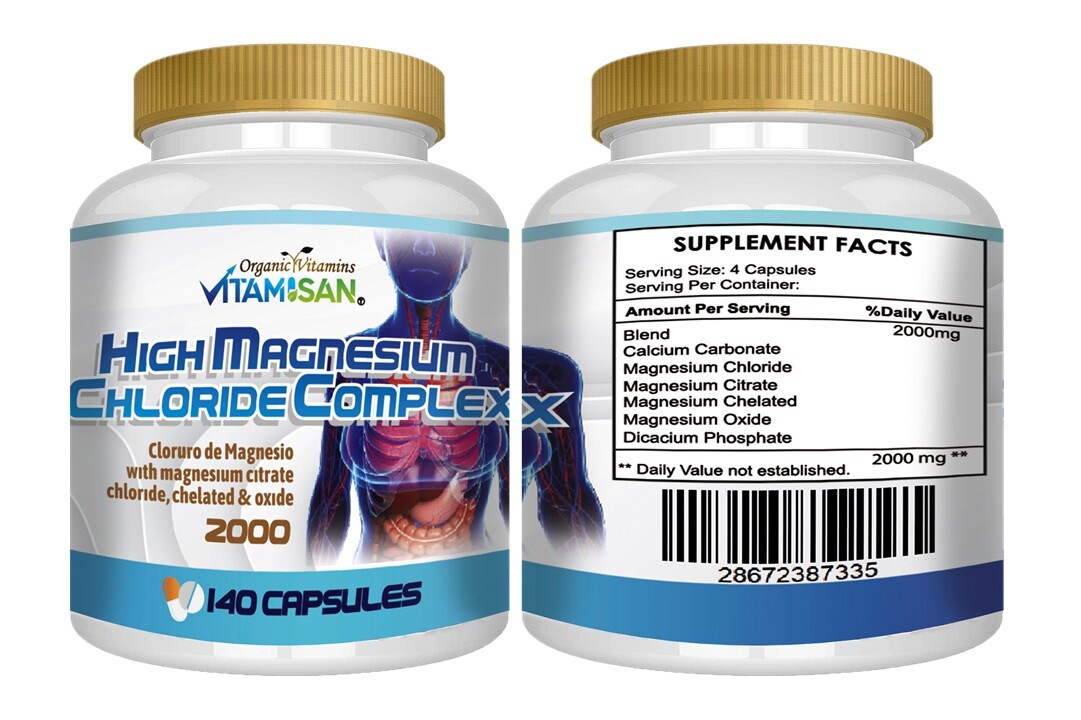 Triple Magnesium Complex 2000mg 140 capsules Organic Vitamins Vitamisan Citrate