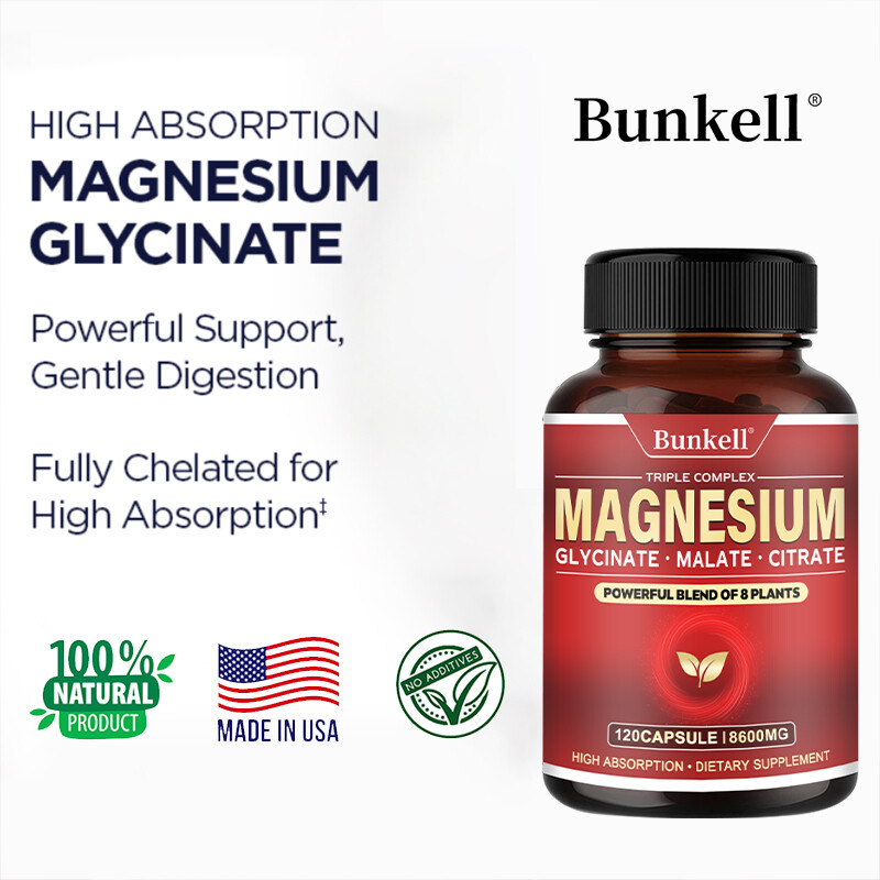 Magnesium Complex 600mg,30/60/120Capsules-Gluten Free and Non-GMO Strong Muscles