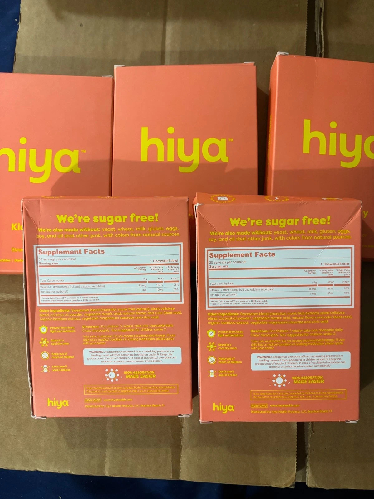 5x Hiya Kids Daily Iron+ 30 Chewables New Sealed – 150 Day Supply Strawberry