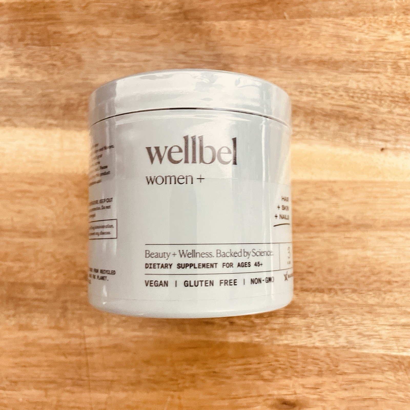 WELLBEL Women + Clean Supplement for Hair, Skin, and Nails, Vegan 03/2028