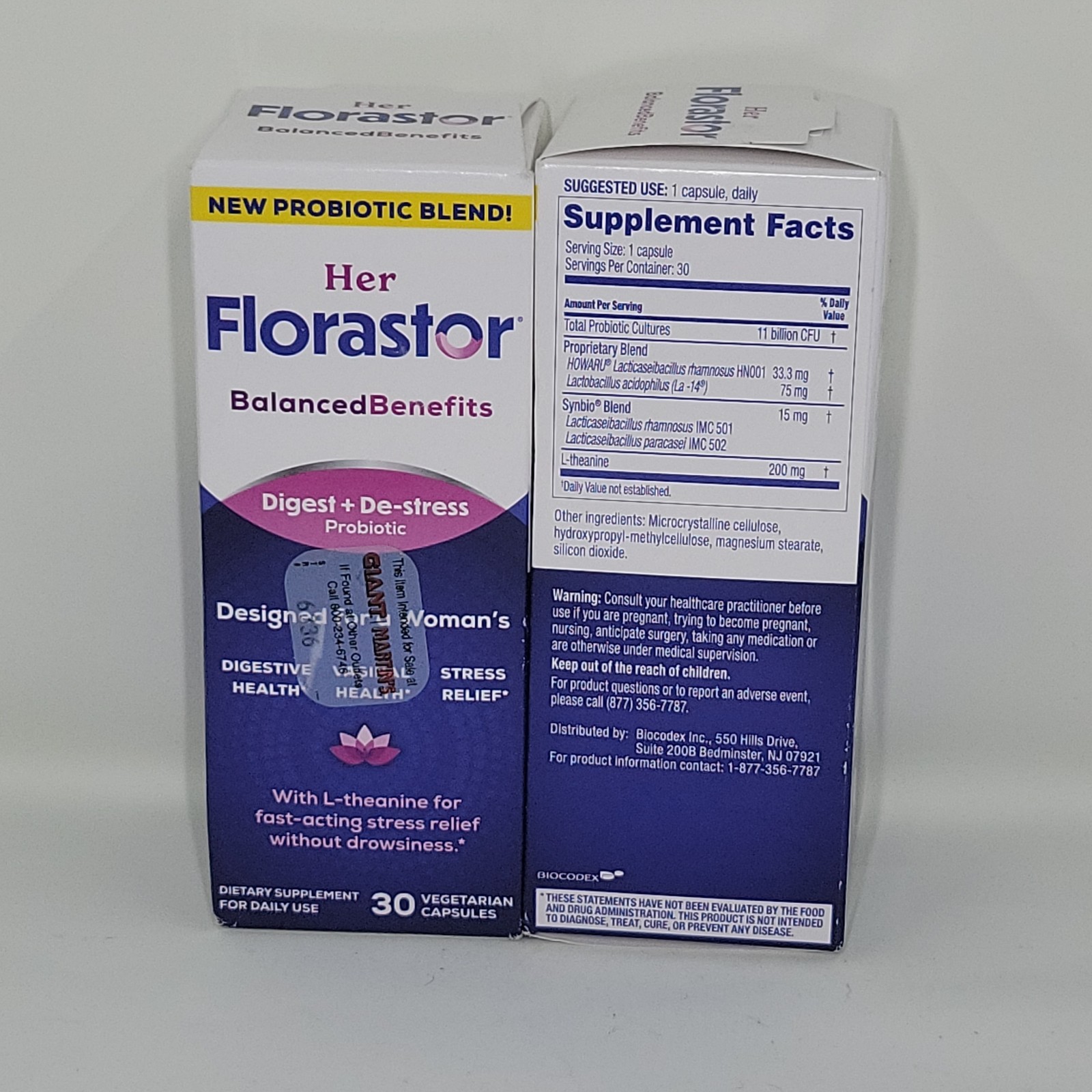 Her Florastor Daily Digest De stress Probiotic 2 pack Veg Capsules 8/2026
