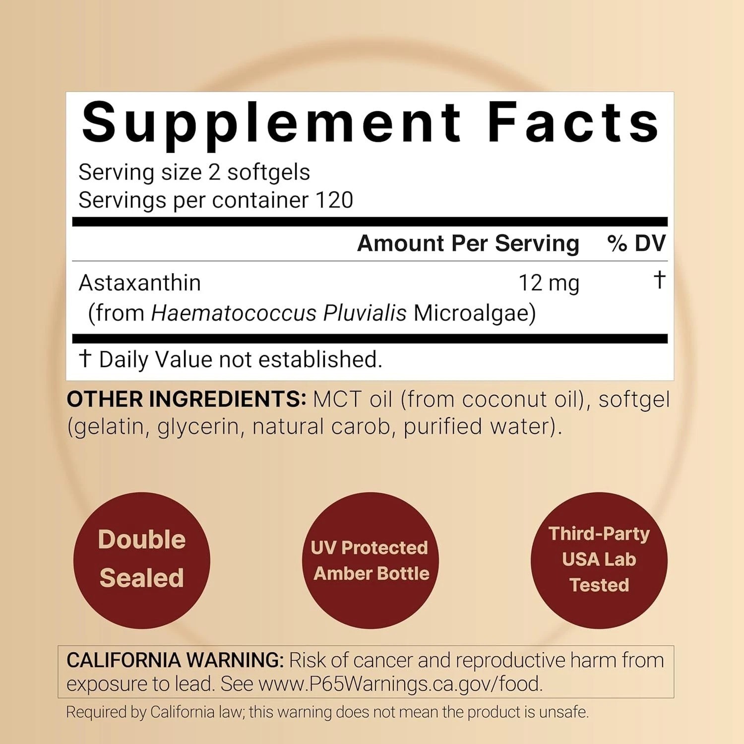Non-GMO Astaxanthin Softgels 12mg – 240 Easy-to-Swallow Pills for Daily Wellness