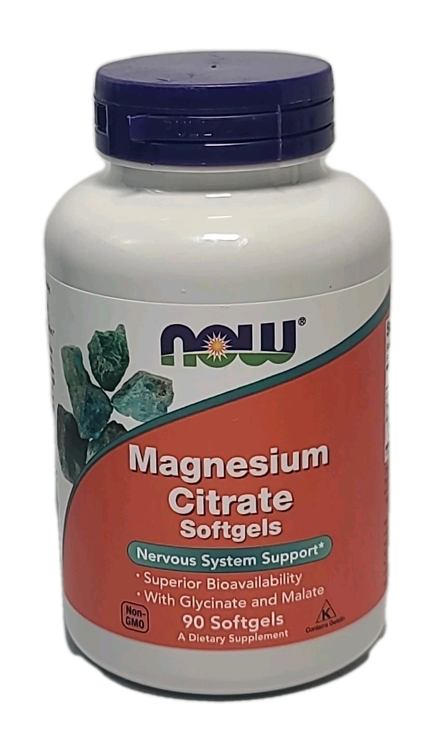 NOW FOODS Magnesium Citrate • 90 Softgels • EXP : 04/2028 NON-GMO