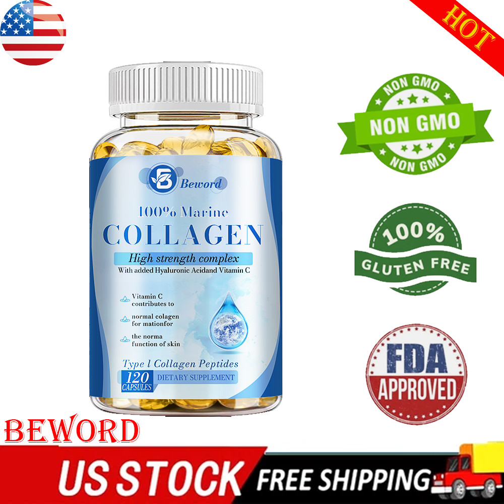 Hydrolysed Type I Marine Collagen Capsules 1500mg For Skin, Nail Hair Health.