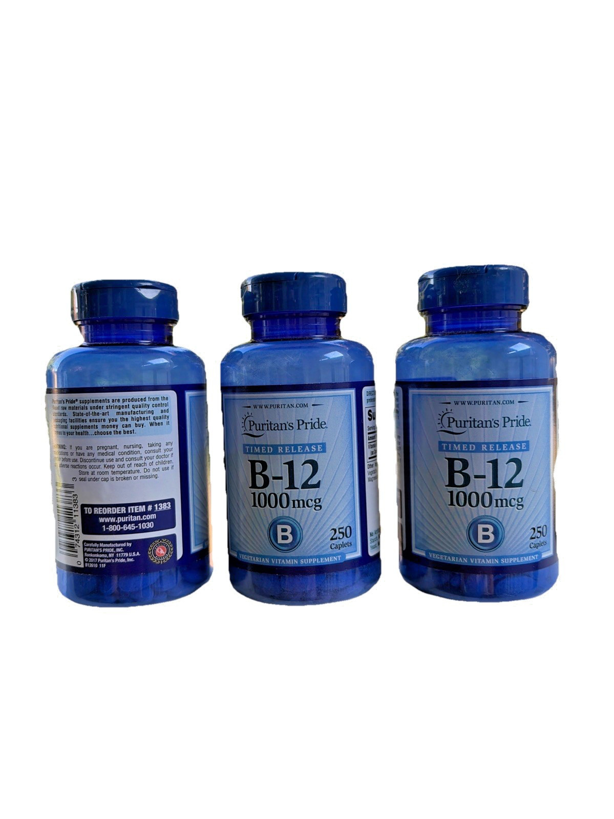 3 Puritan’s Pride Timed Release Vitamin B-12 1000mcg, 250 Count 2/2027