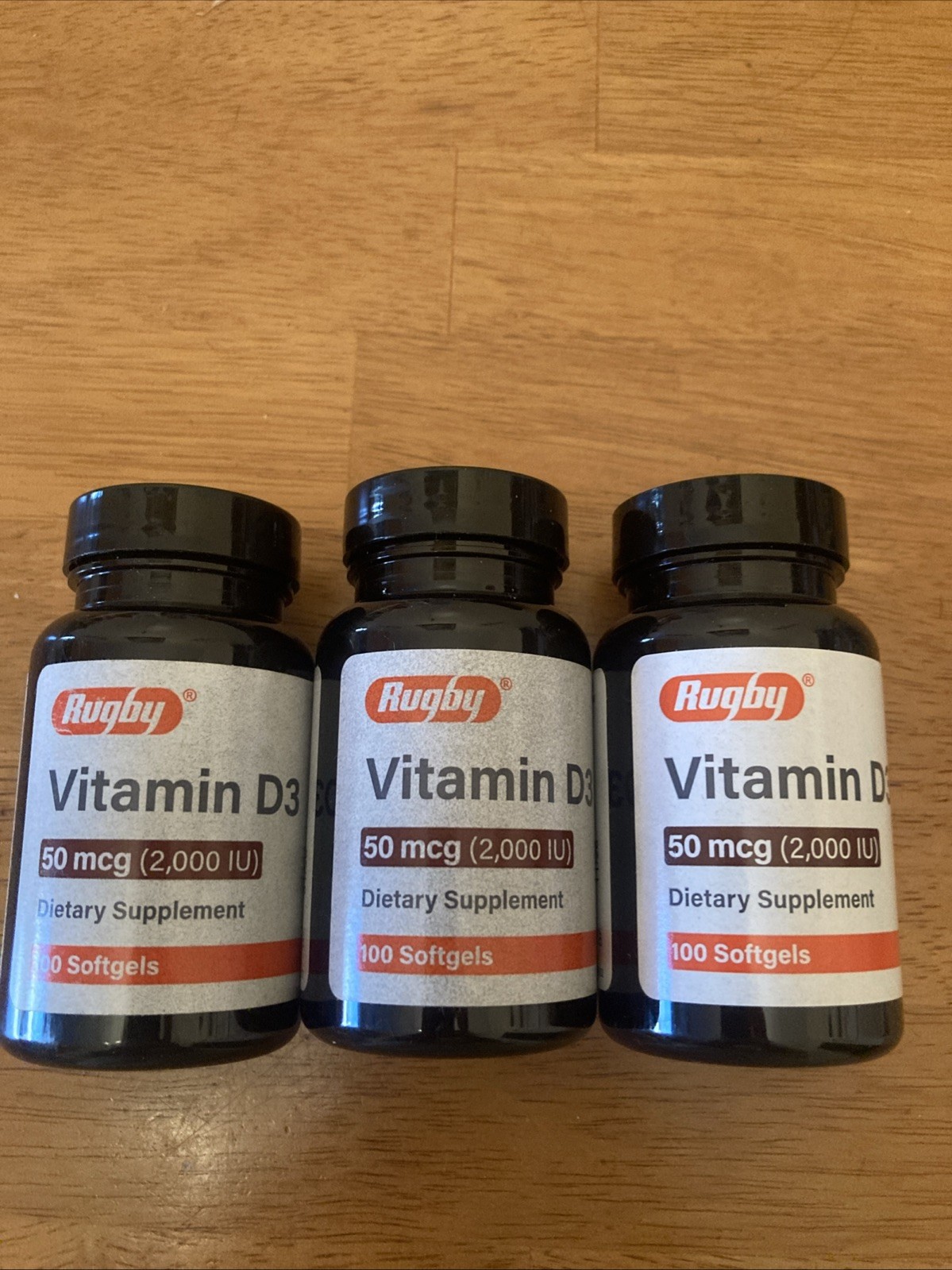 Vitamin D3 -50MCG (2000 IU) supplement by Rugby – EXP:01/2026 + Soft 3 Bottles