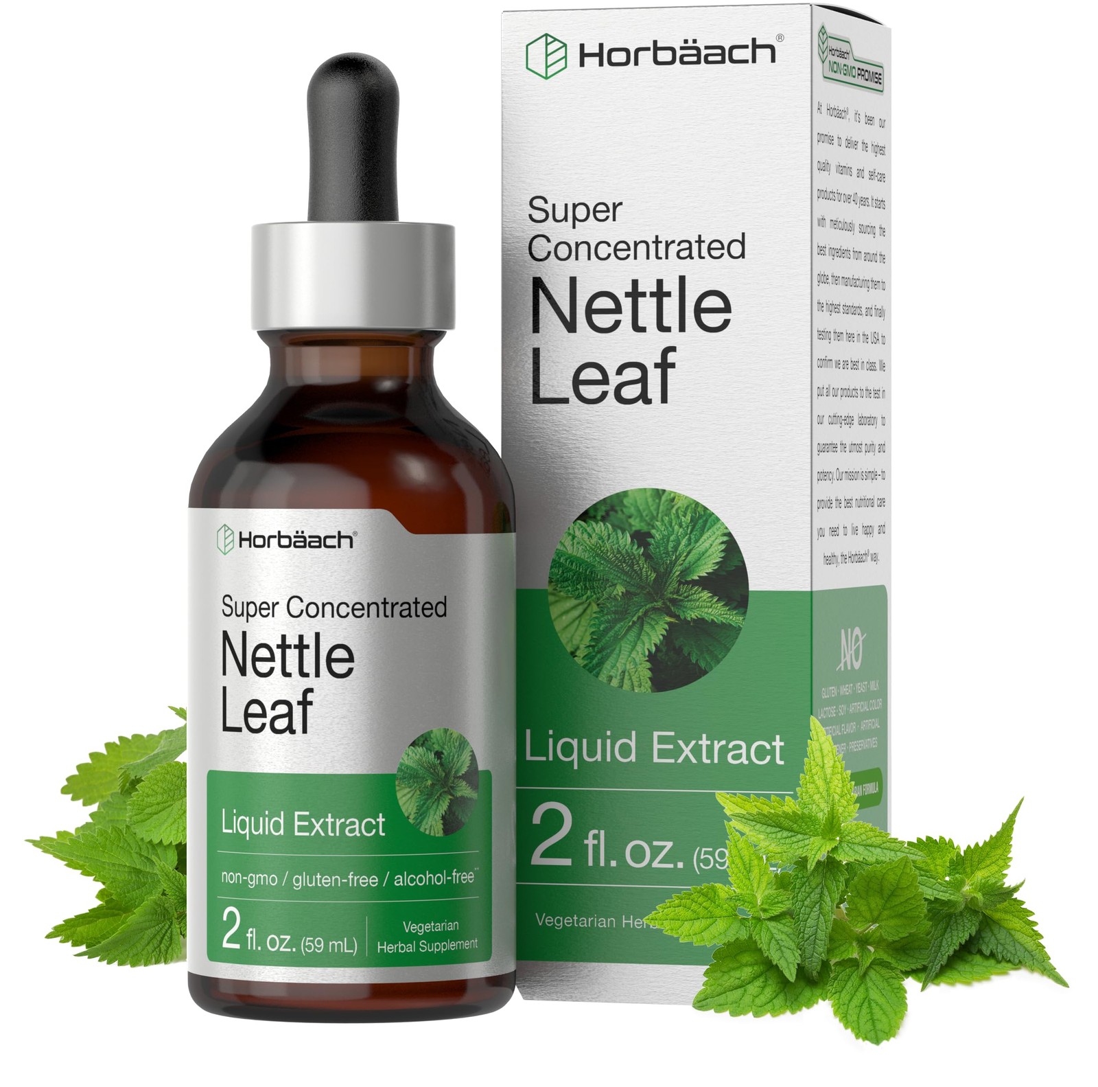 Horbäach Nettle Leaf Extract Drops | 2 fl oz | Alcohol 2 Fl Oz (Pack of 1)