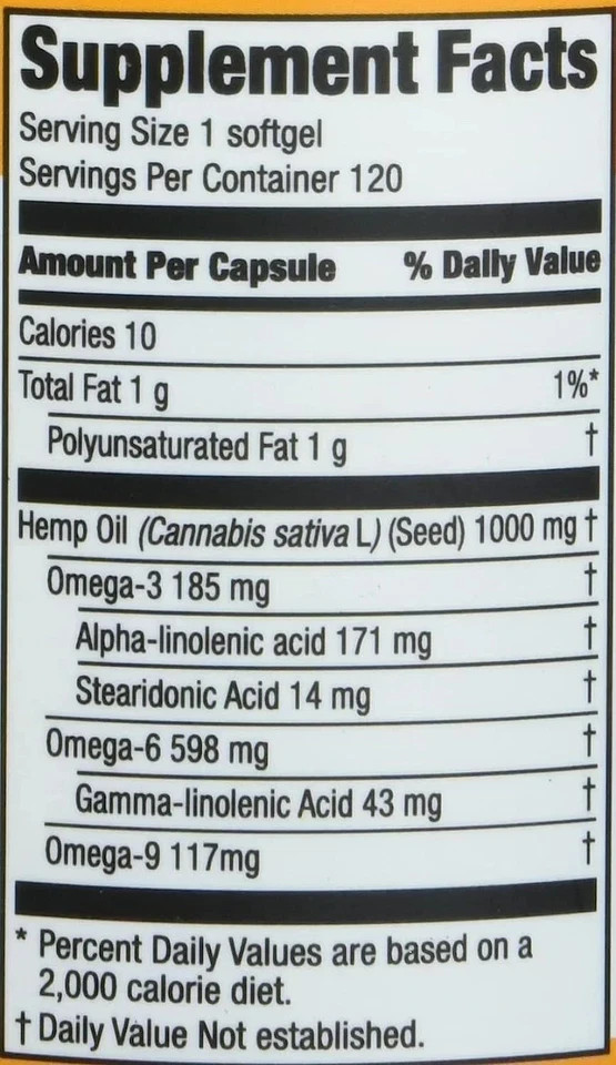 Manitoba Harvest Hemp Seed Oil 120 sgels (Pack of 6)