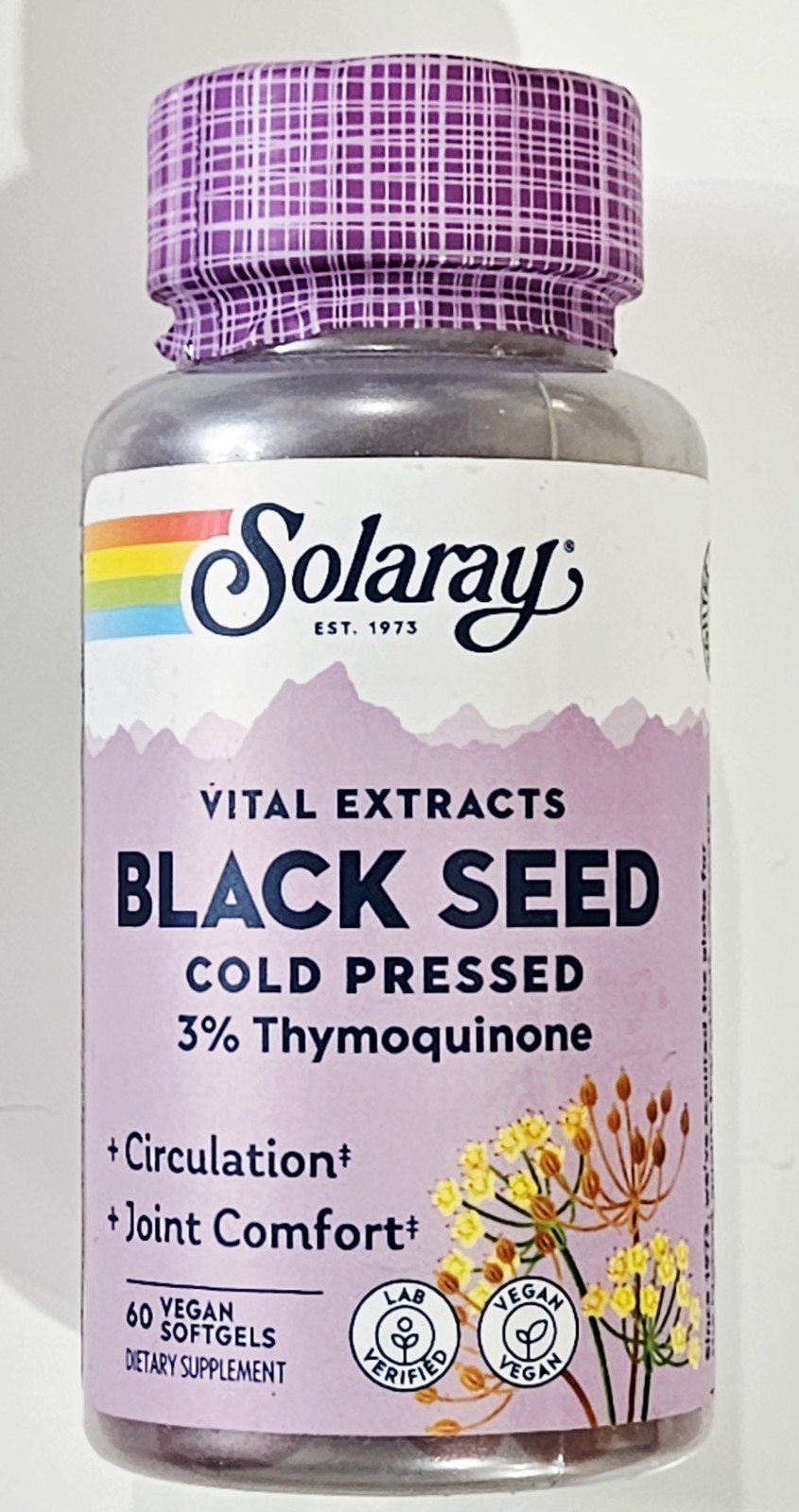 🌞 Solaray Black Seed +Circulation +Joint Comfort, 60 Vegan Softgels Exp 02/2026