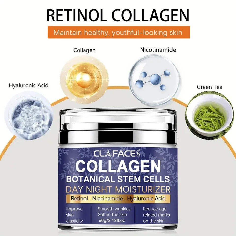 Collagen Face Cream with Airless Pump Anti-Aging Botanical Stem Cells 2.12 oz