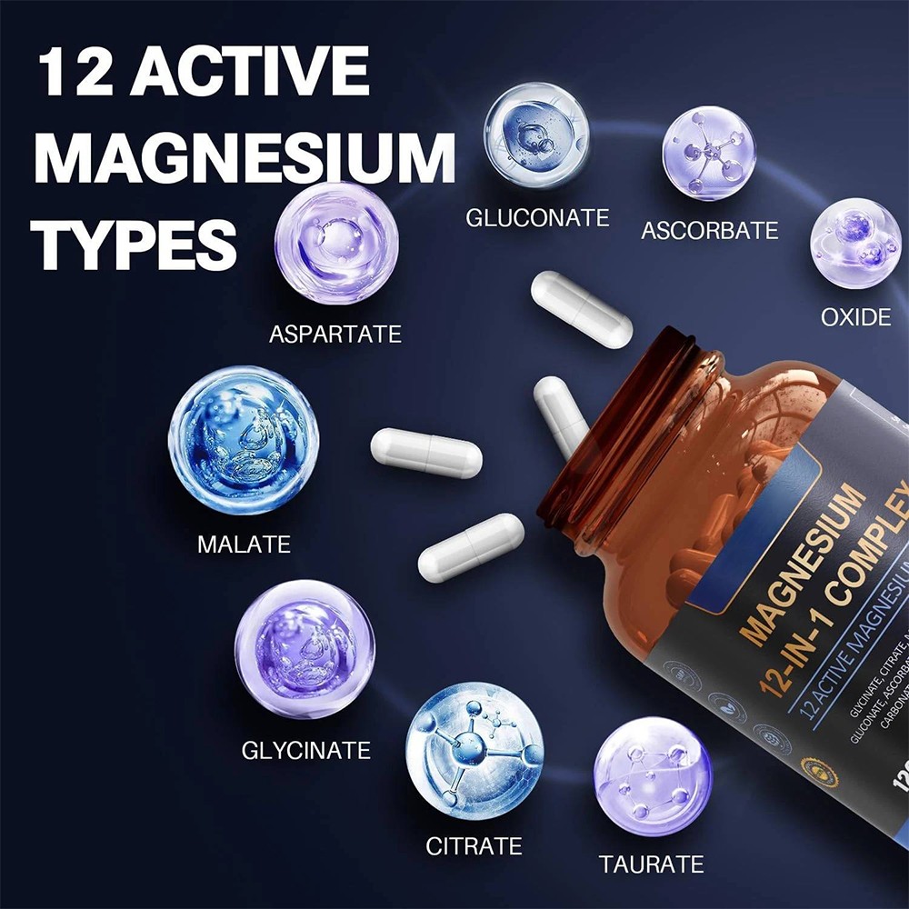 1-3 pack Magnesium Complex 700mg 12 in 1 Magnesium supplement with 120 counts-+
