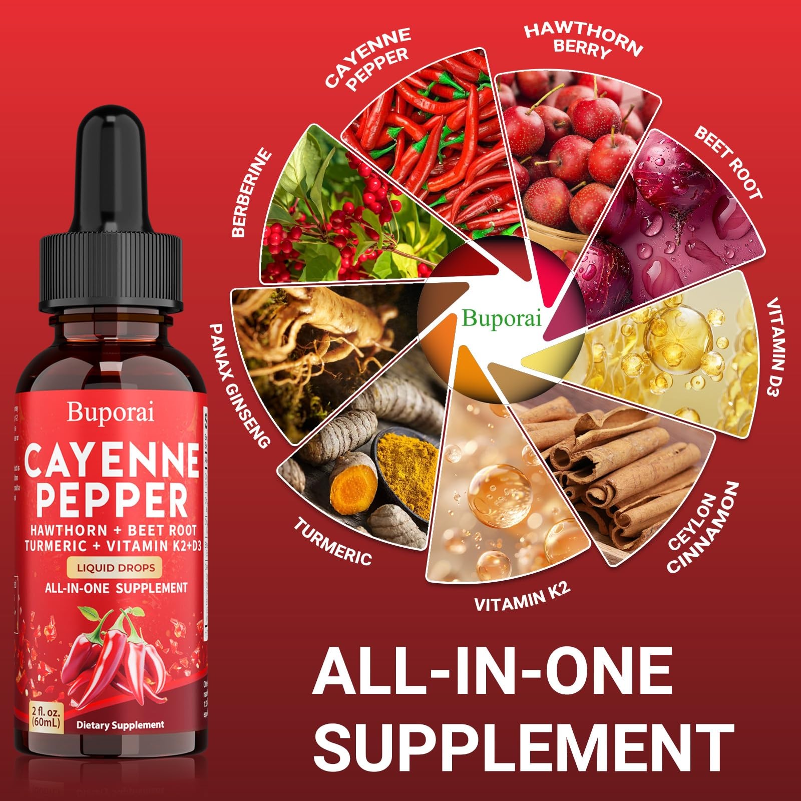 Buporai Cayenne Pepper Drops, Extract 2 Fl Oz (Pack of 1)