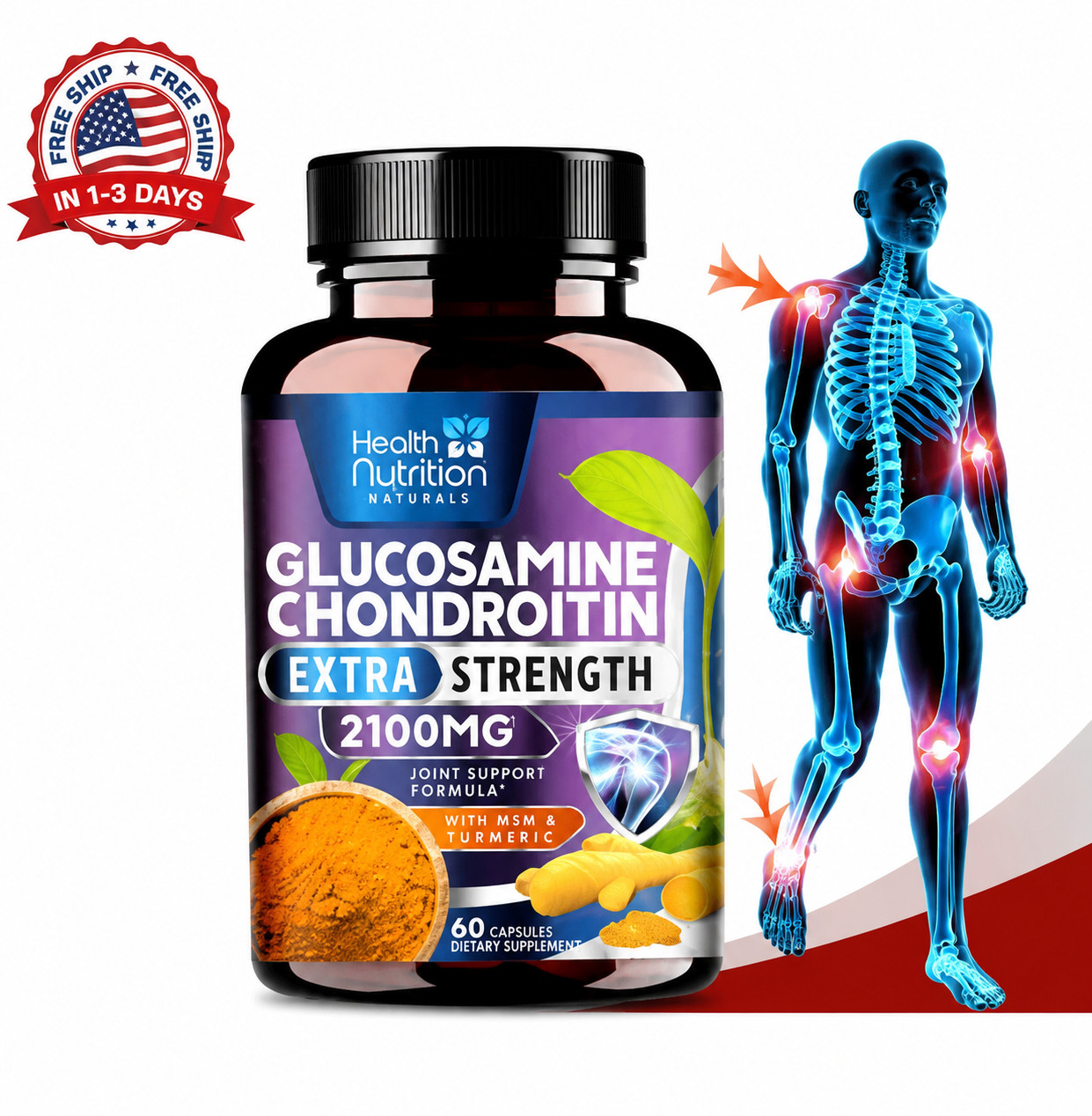 Joint Support Supplement with Turmeric and Boswellia –For Cartilage and Mobility