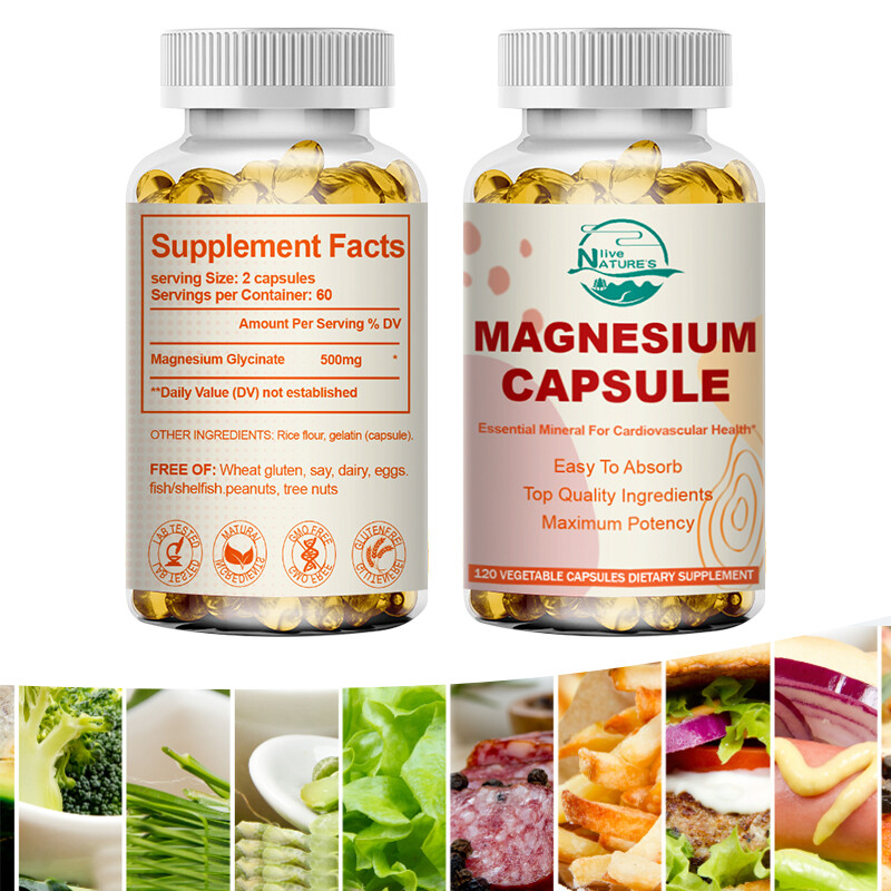 Magnesium Glycinate Capsules 500mg Per Serving-Highest Potency 120/240/480 Pills