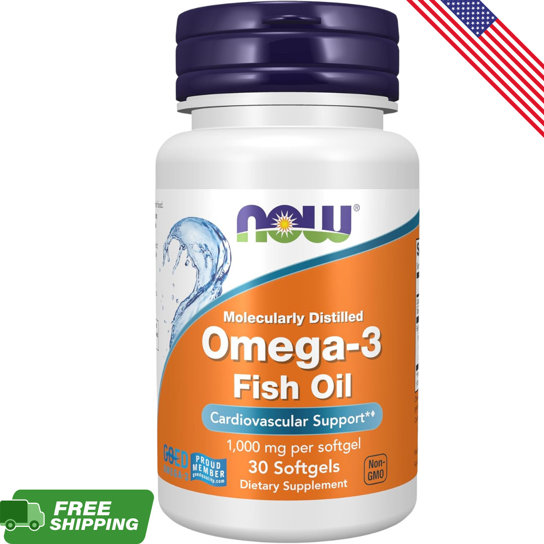 NOW Foods Omega-3 Fish Oil 1000mg 30 Softgels 180 EPA 120 DHA Heart Health