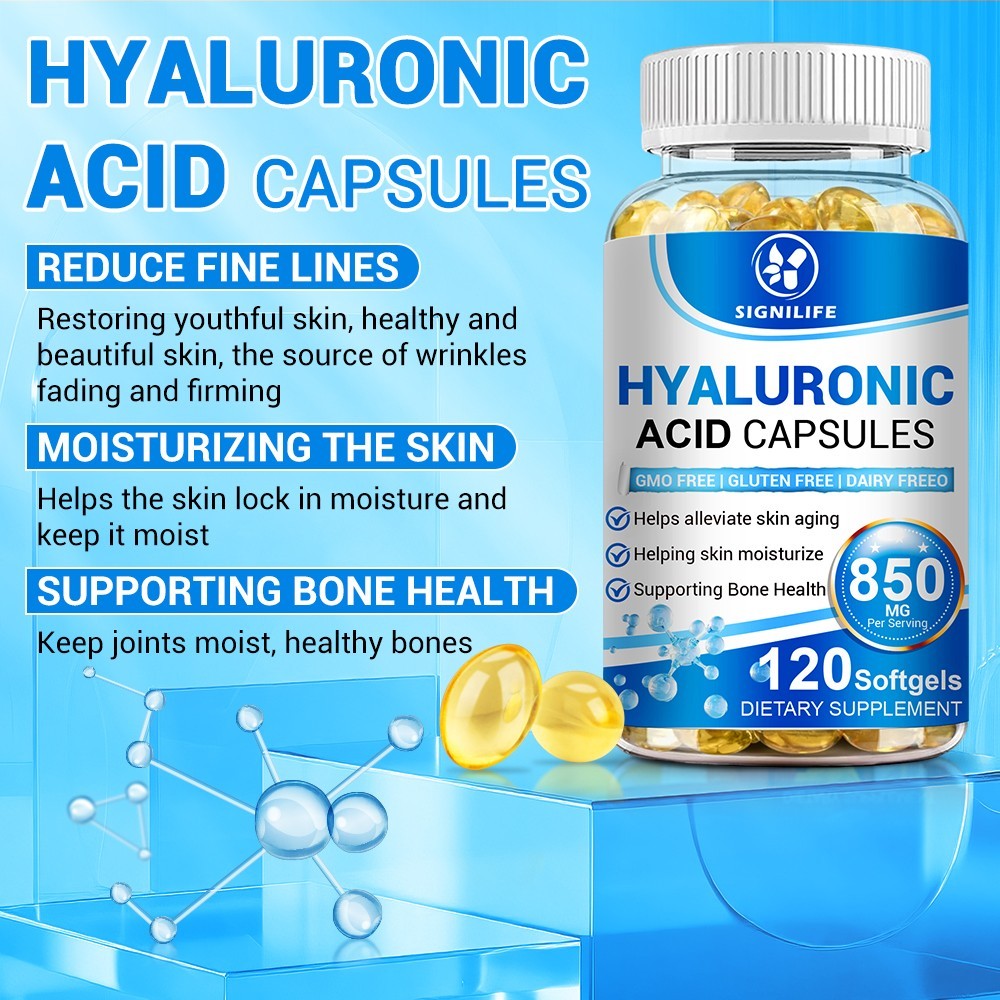 Hyaluronic Acid Anti Aging Hydrating Capsules Wrinkles Fine Lines Joint Health.