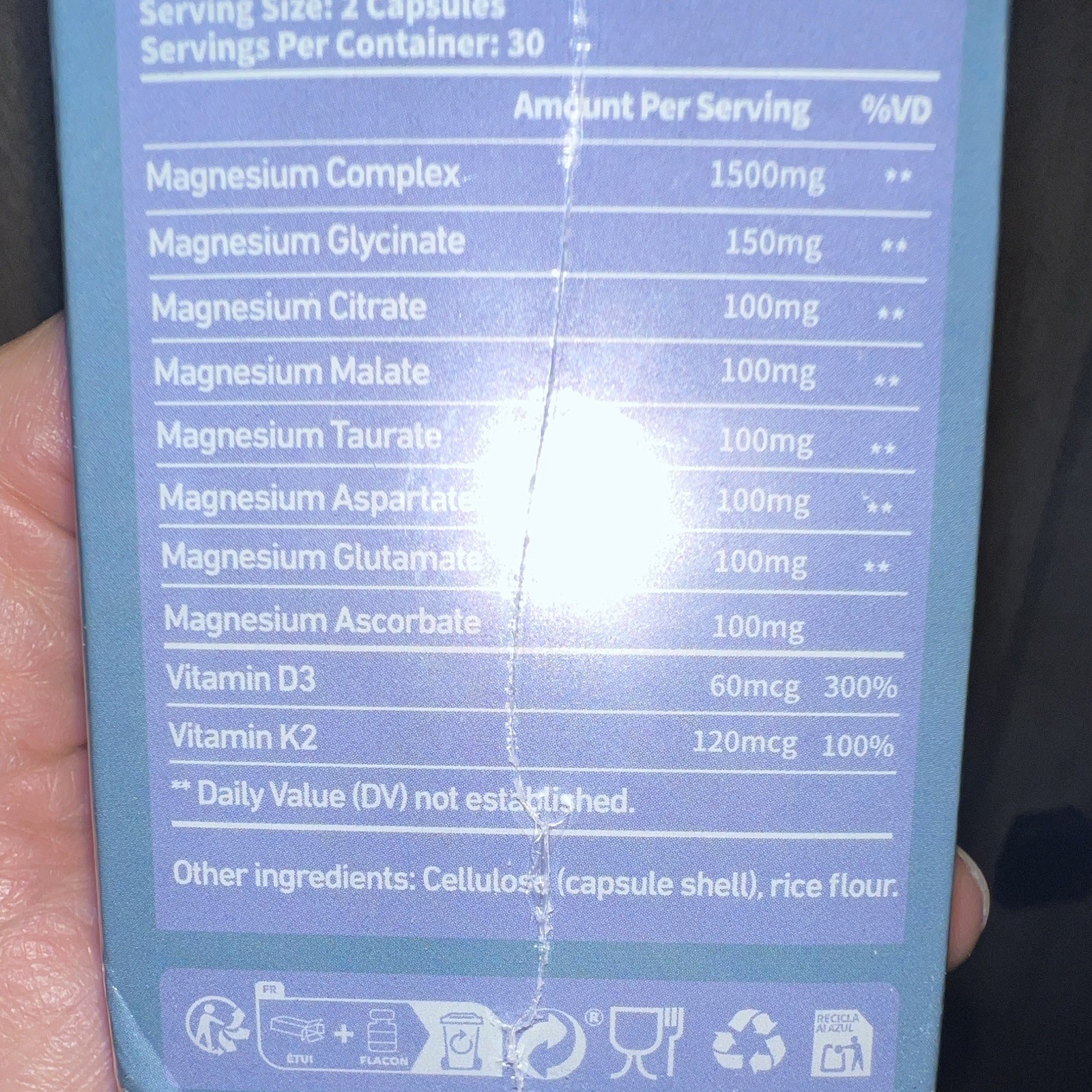 UPMER Magnesium Complex 1500mg 7-in-1 + Vitamin D3 & K2, 60 Capsules
