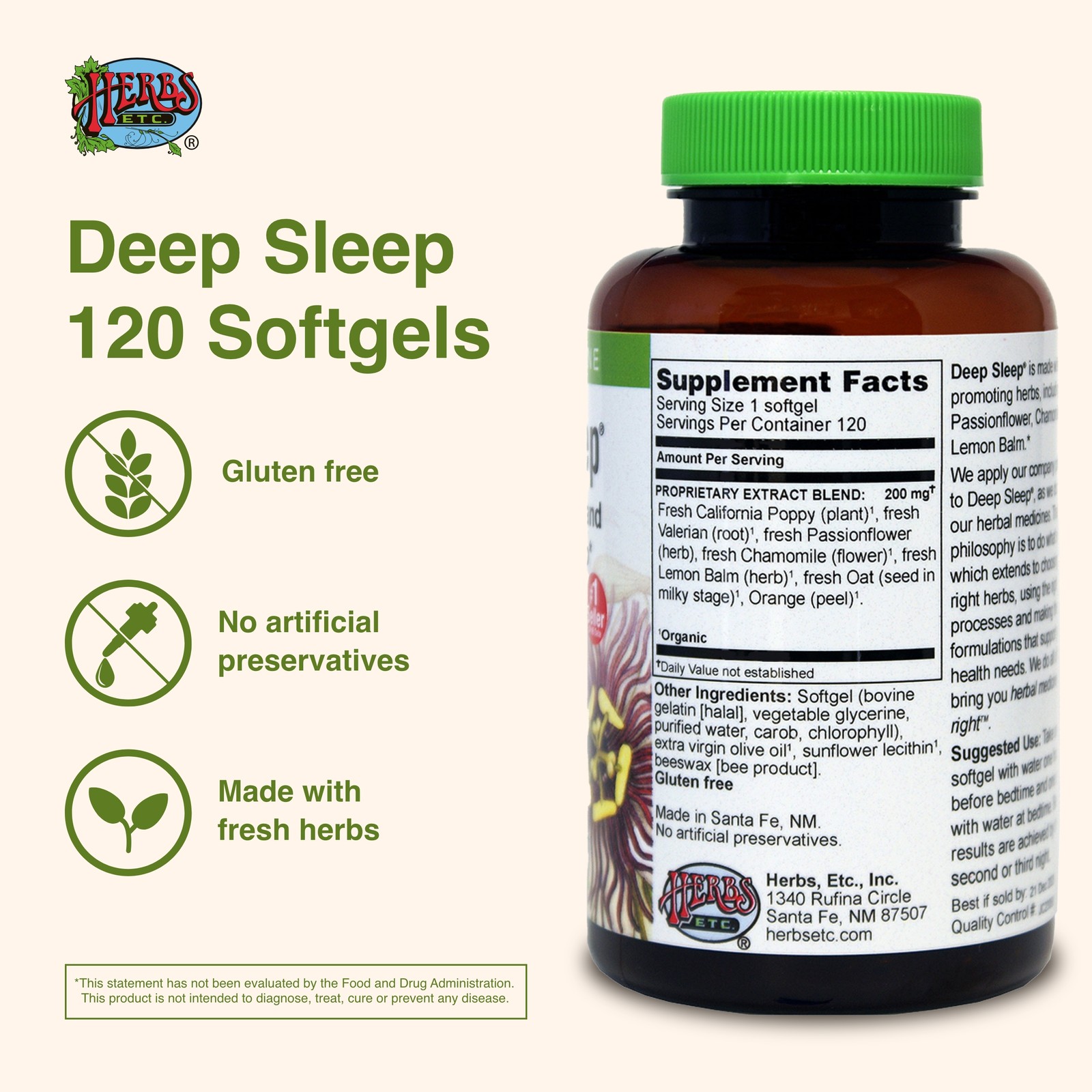 Herbs Etc. Deep Sleep Soft Gels – 120 Count (Pack of 1)